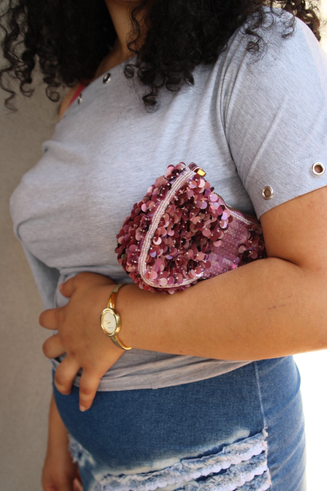 Vintage Sequin Bow Clutch/Crossbody bag