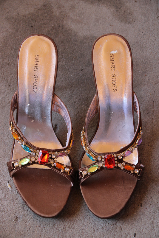 Brown Embellished Heels