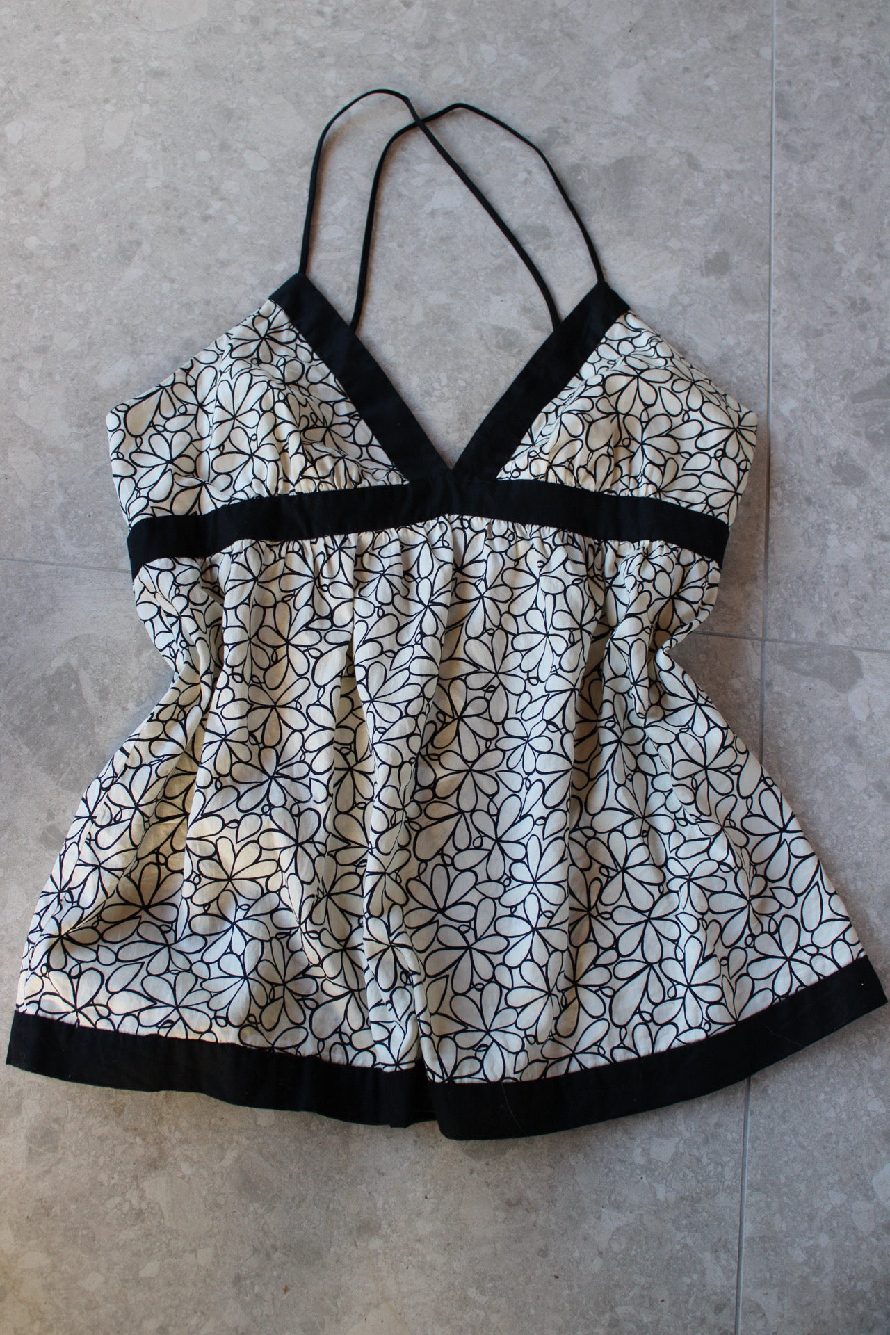 B&W Flower Cami Top