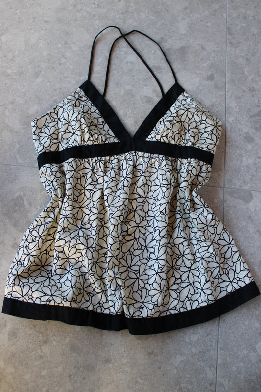 B&W Flower Cami Top