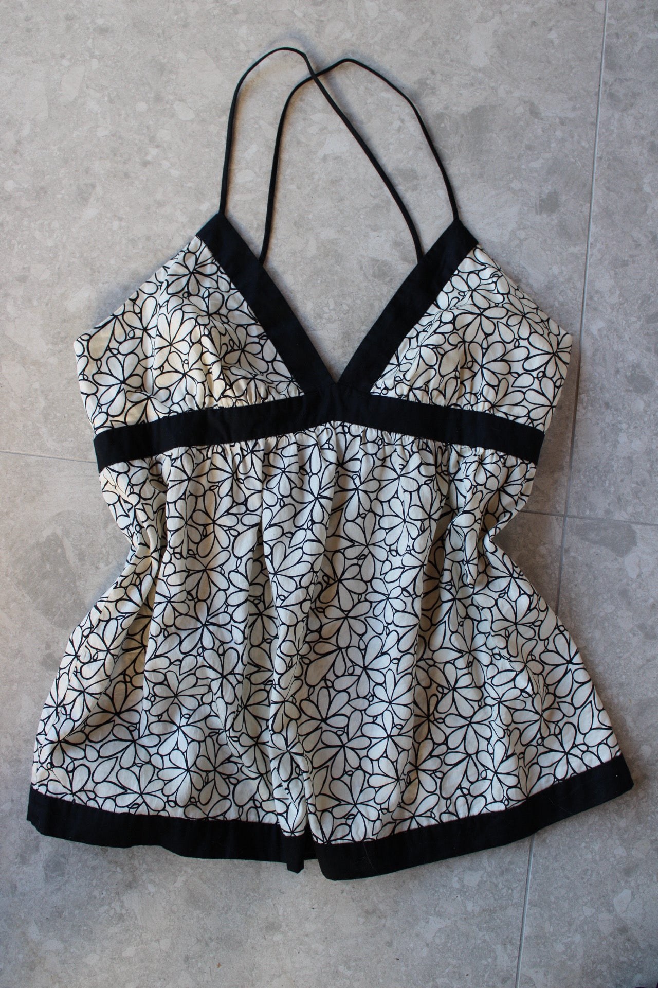 B&W Flower Cami Top