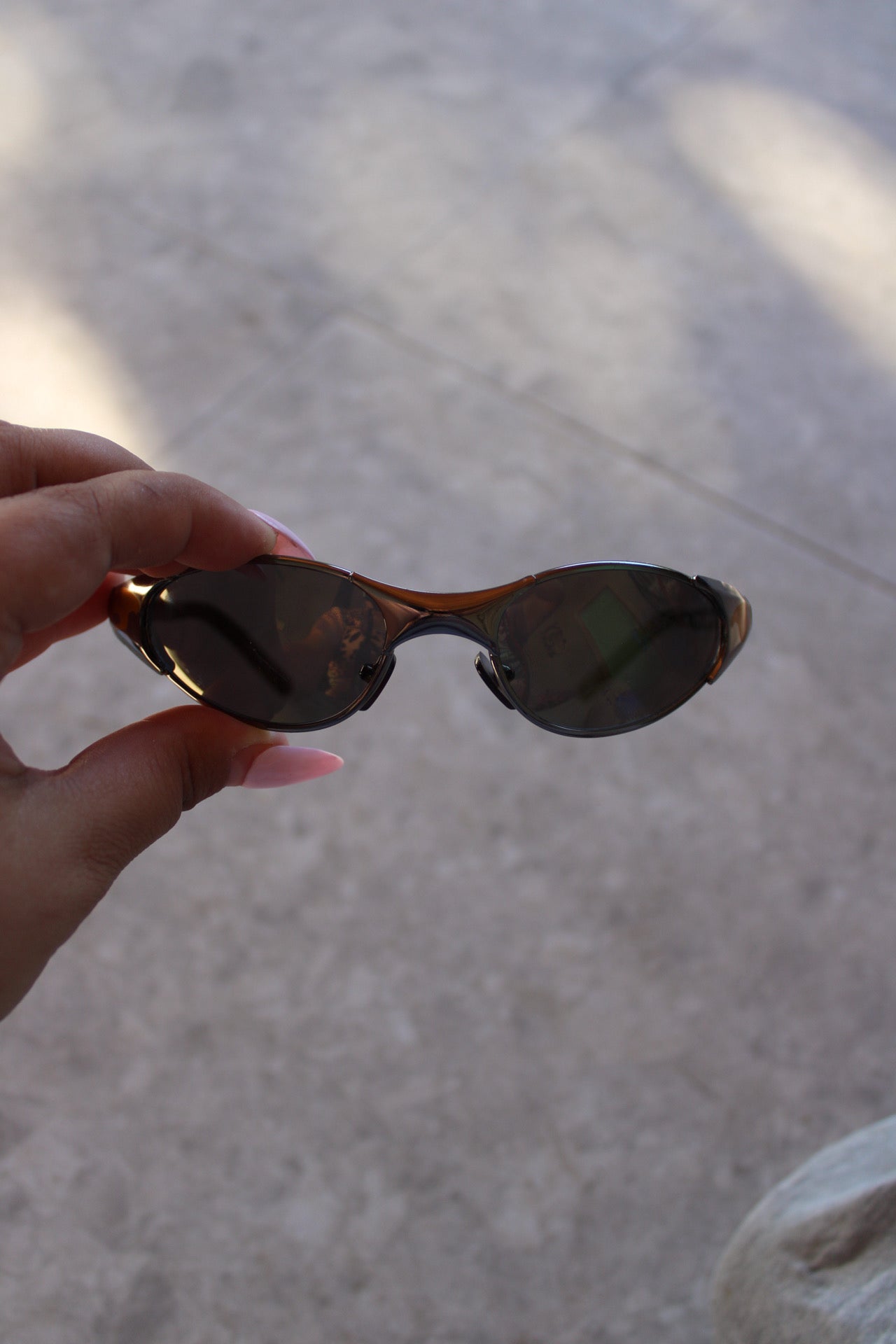 Flame Printed Oval 90s Sunglasses
