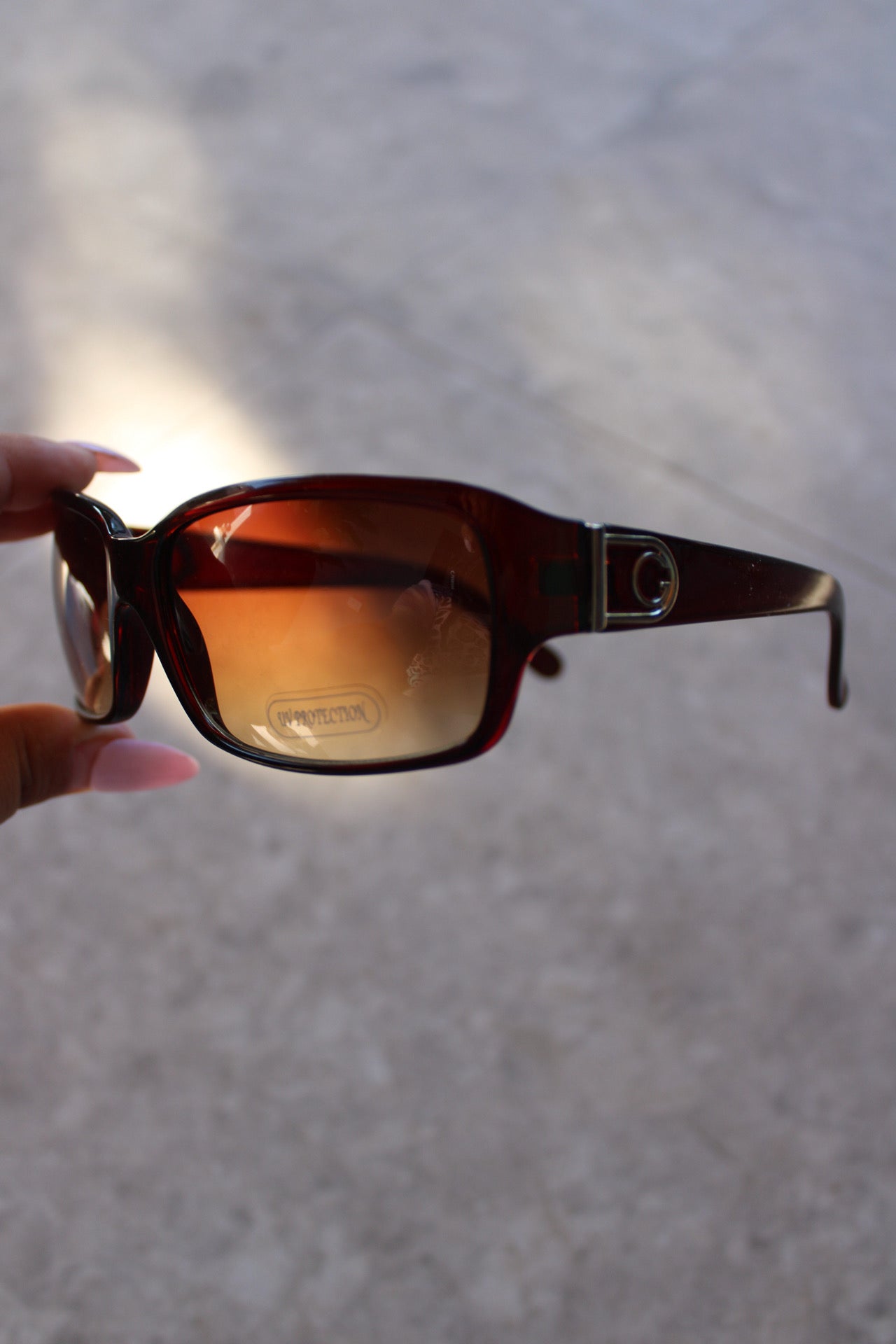 Brown Rectangle Shaped Sunglasses