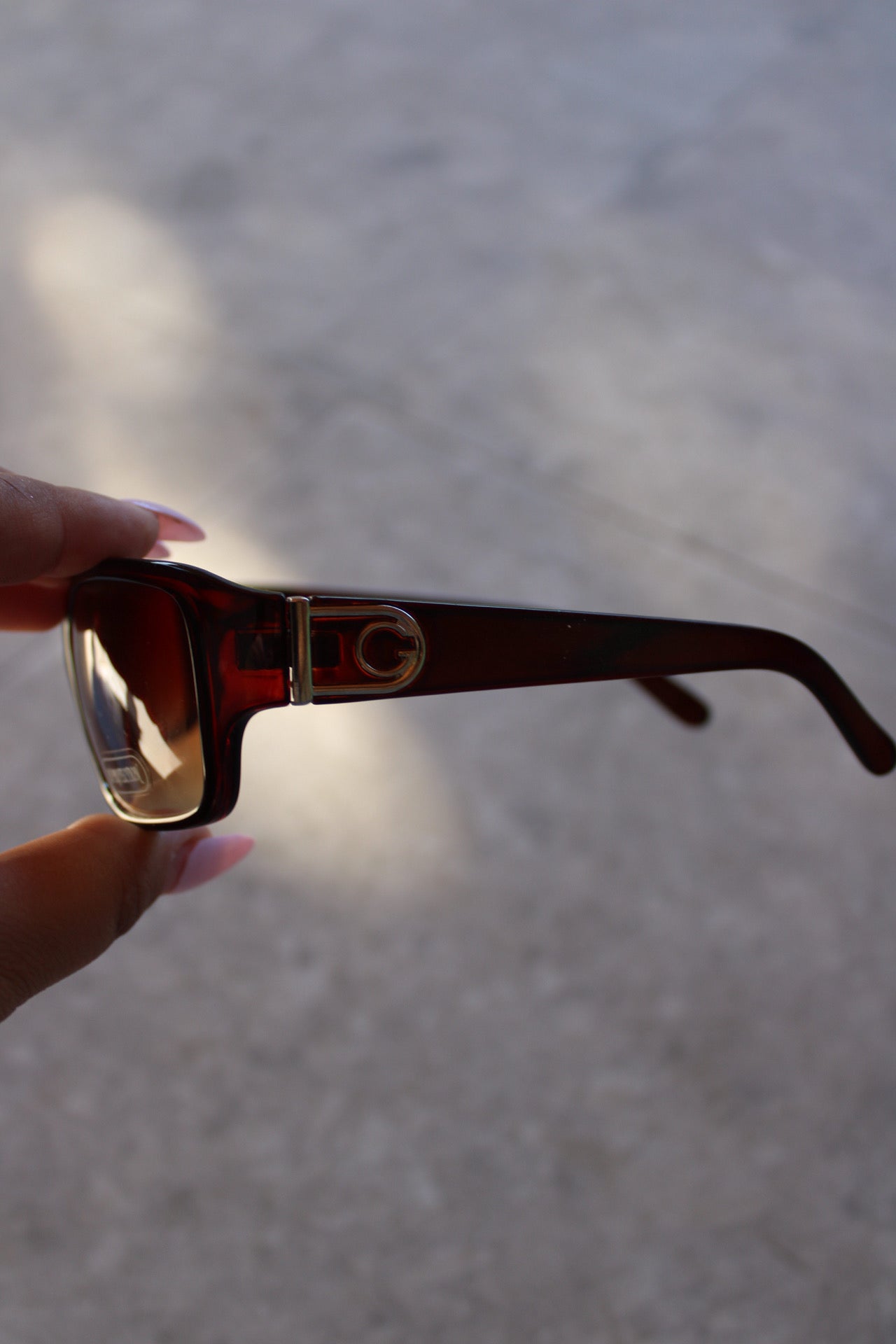 Brown Rectangle Shaped Sunglasses