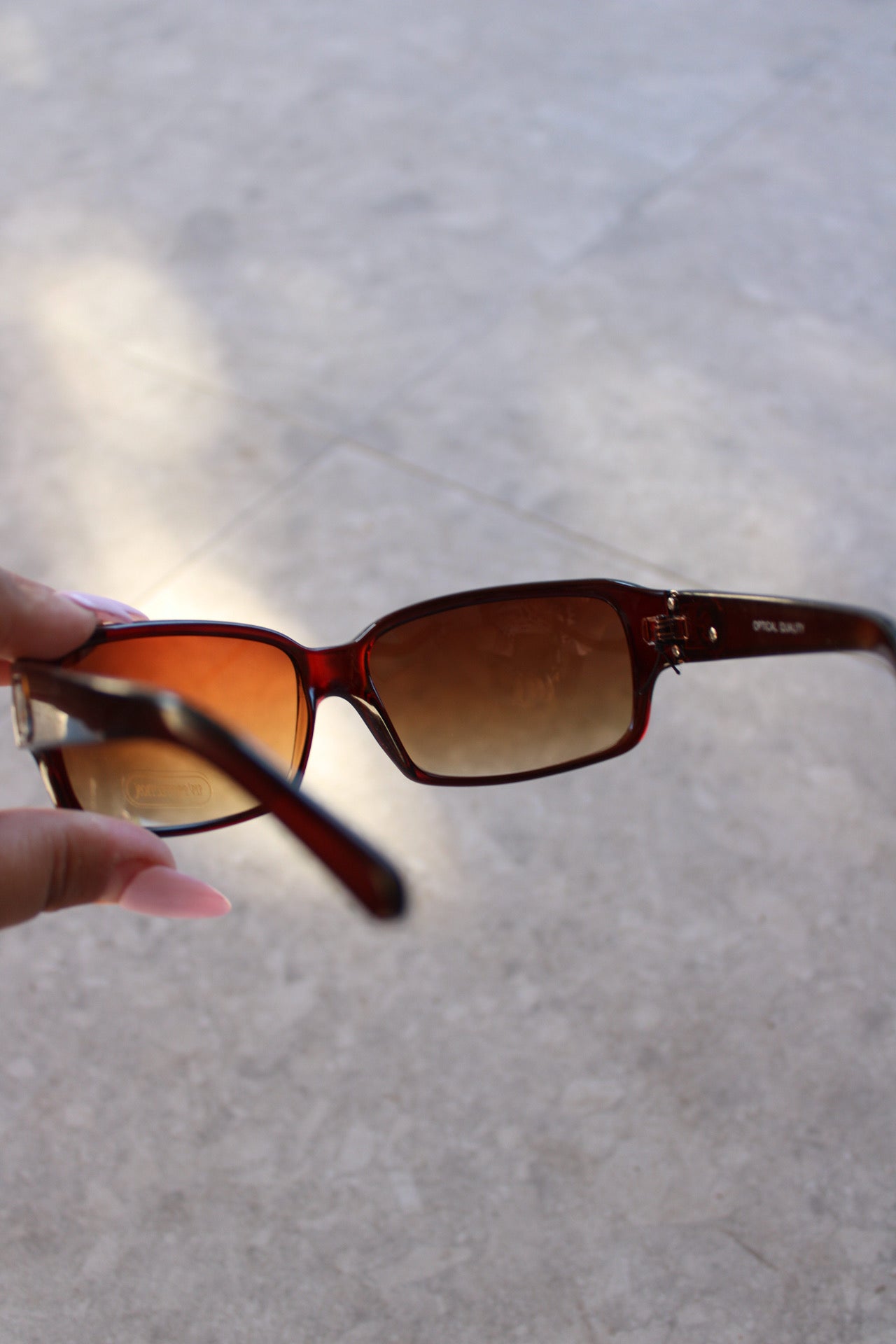 Brown Rectangle Shaped Sunglasses