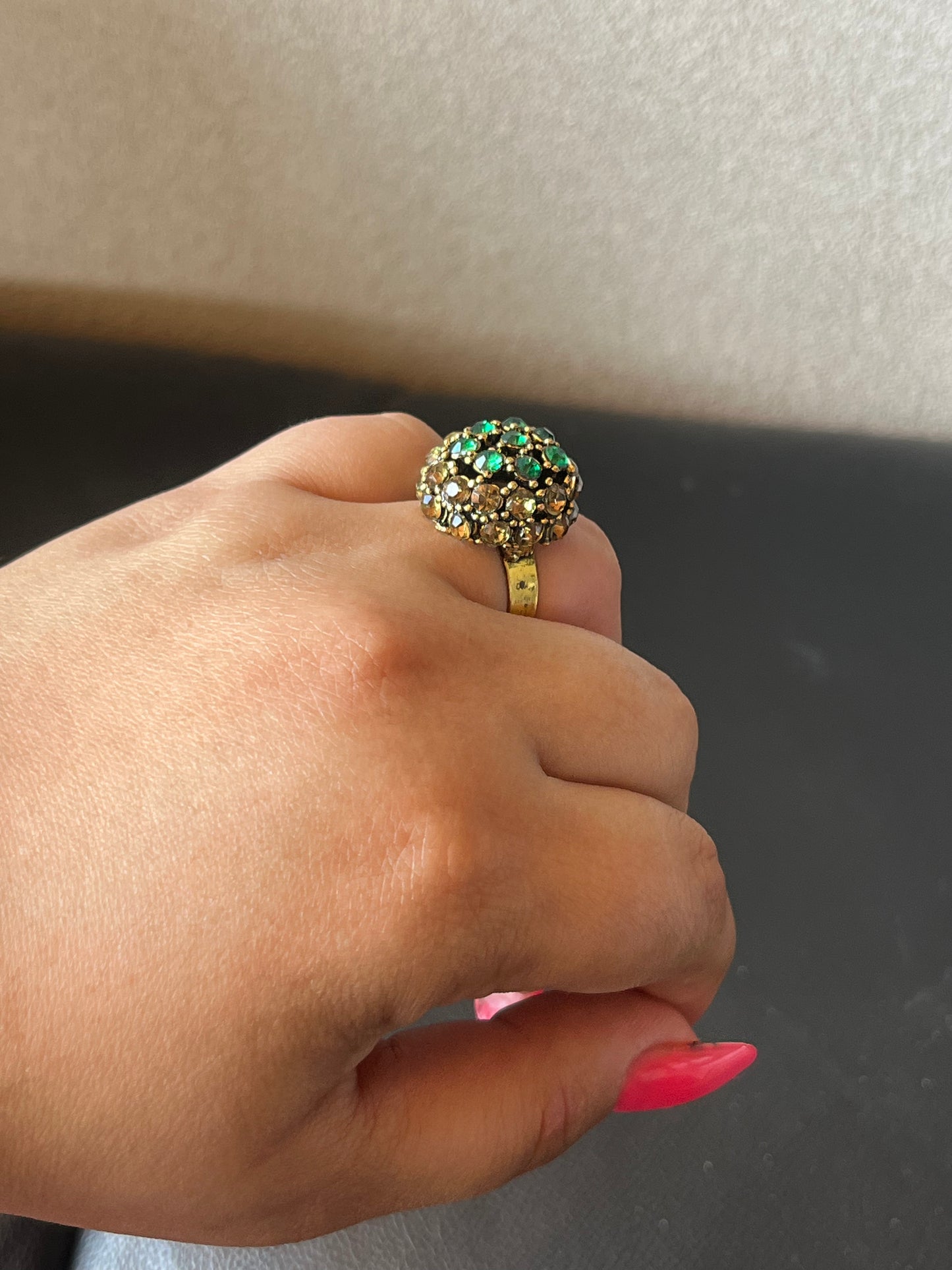 Green Rhinestone Ring