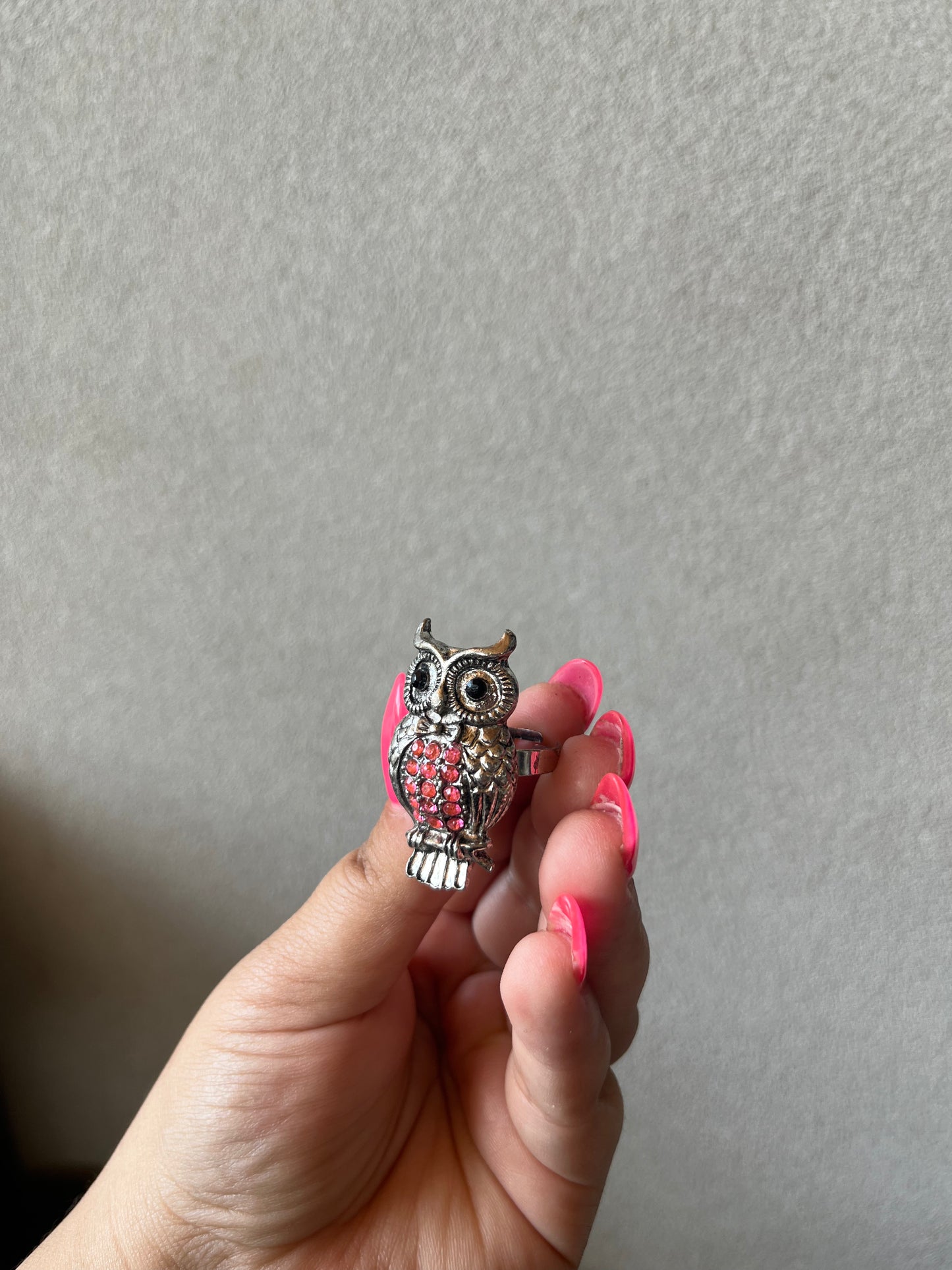 Pink Owl Ring