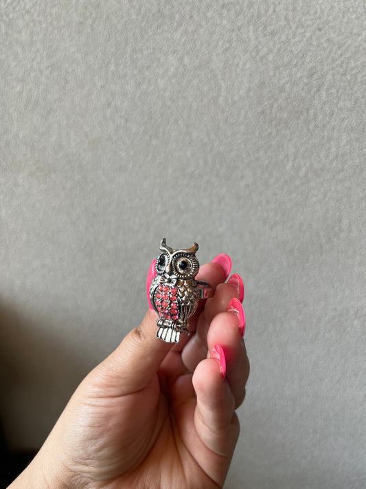 Pink Owl Ring