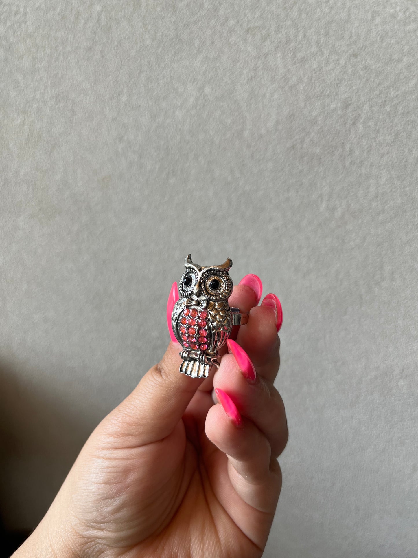 Pink Owl Ring