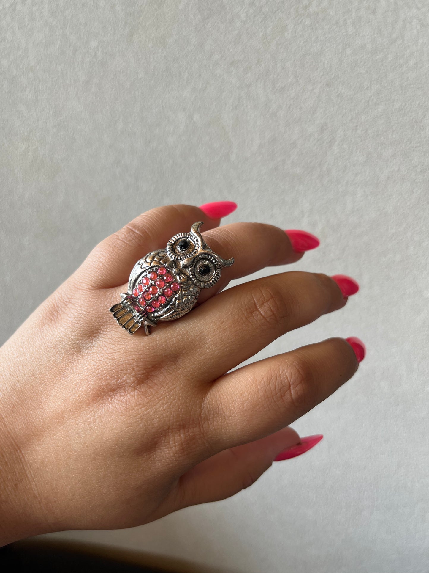 Pink Owl Ring