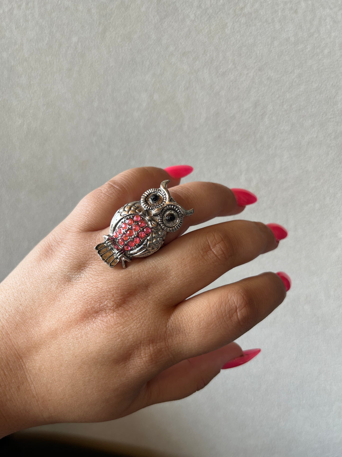 Pink Owl Ring