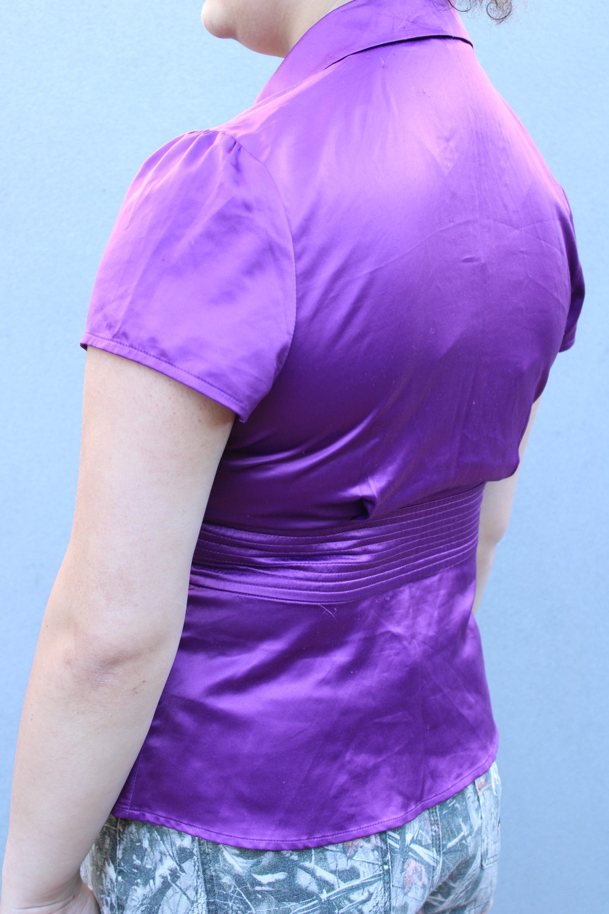 Silk Ruffle Button Up