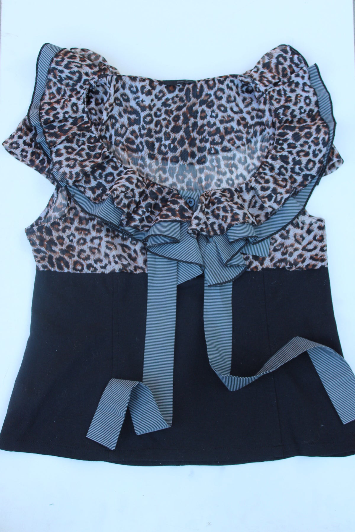 Leopard x Pinstripe Blouse