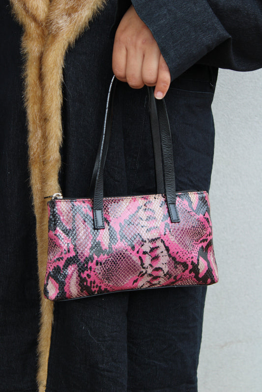 Pink Iridescent Snakeskin Bag