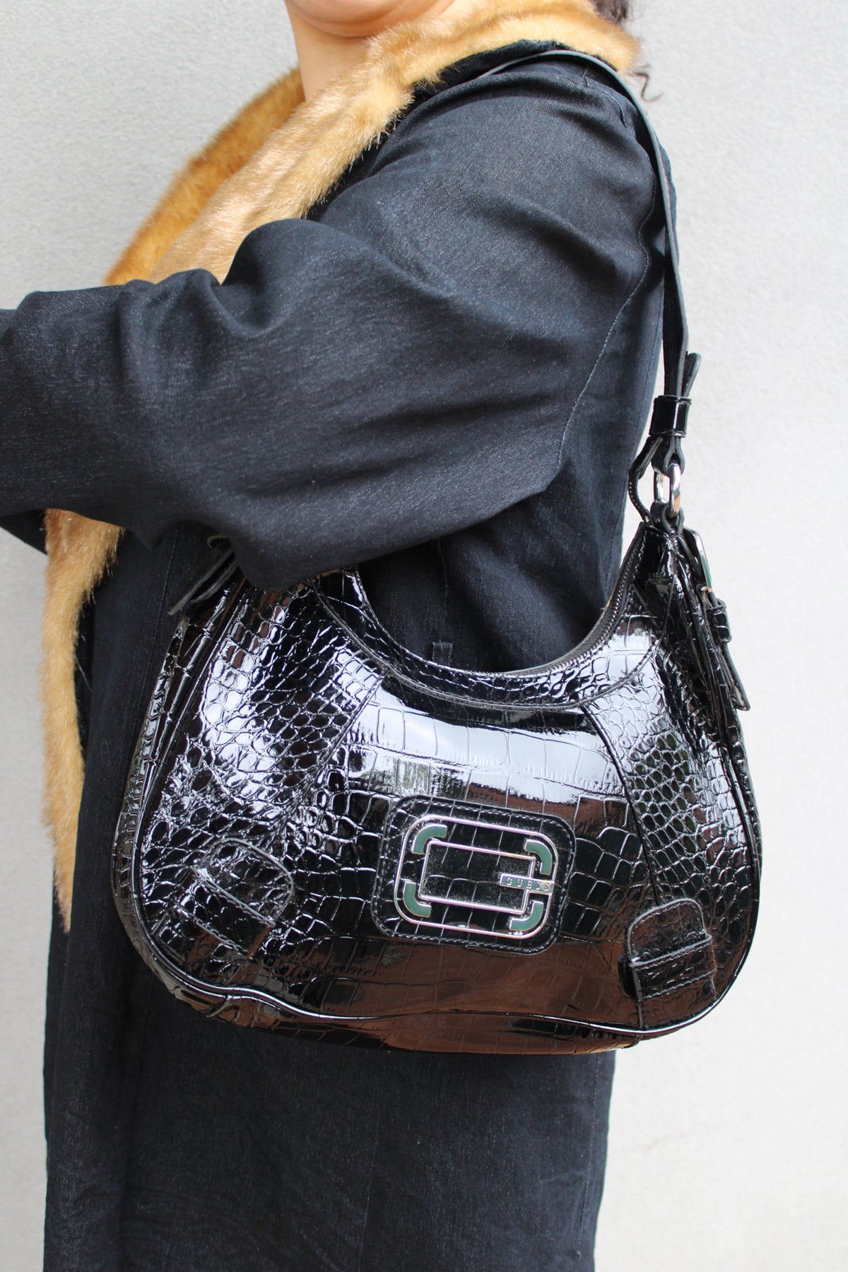 Vintage Leather Croc guess Bag