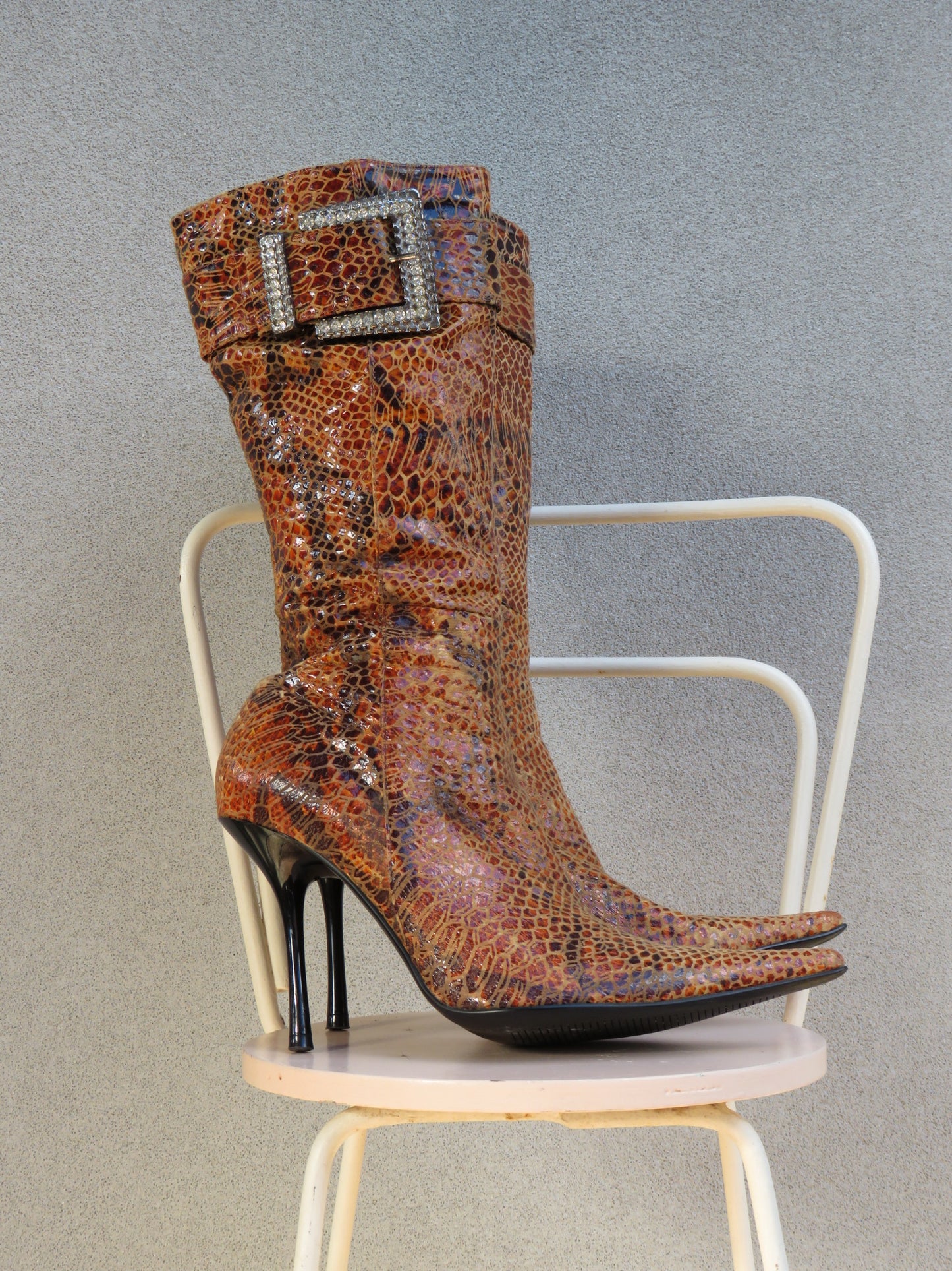 Snake Buckle Calf Boots