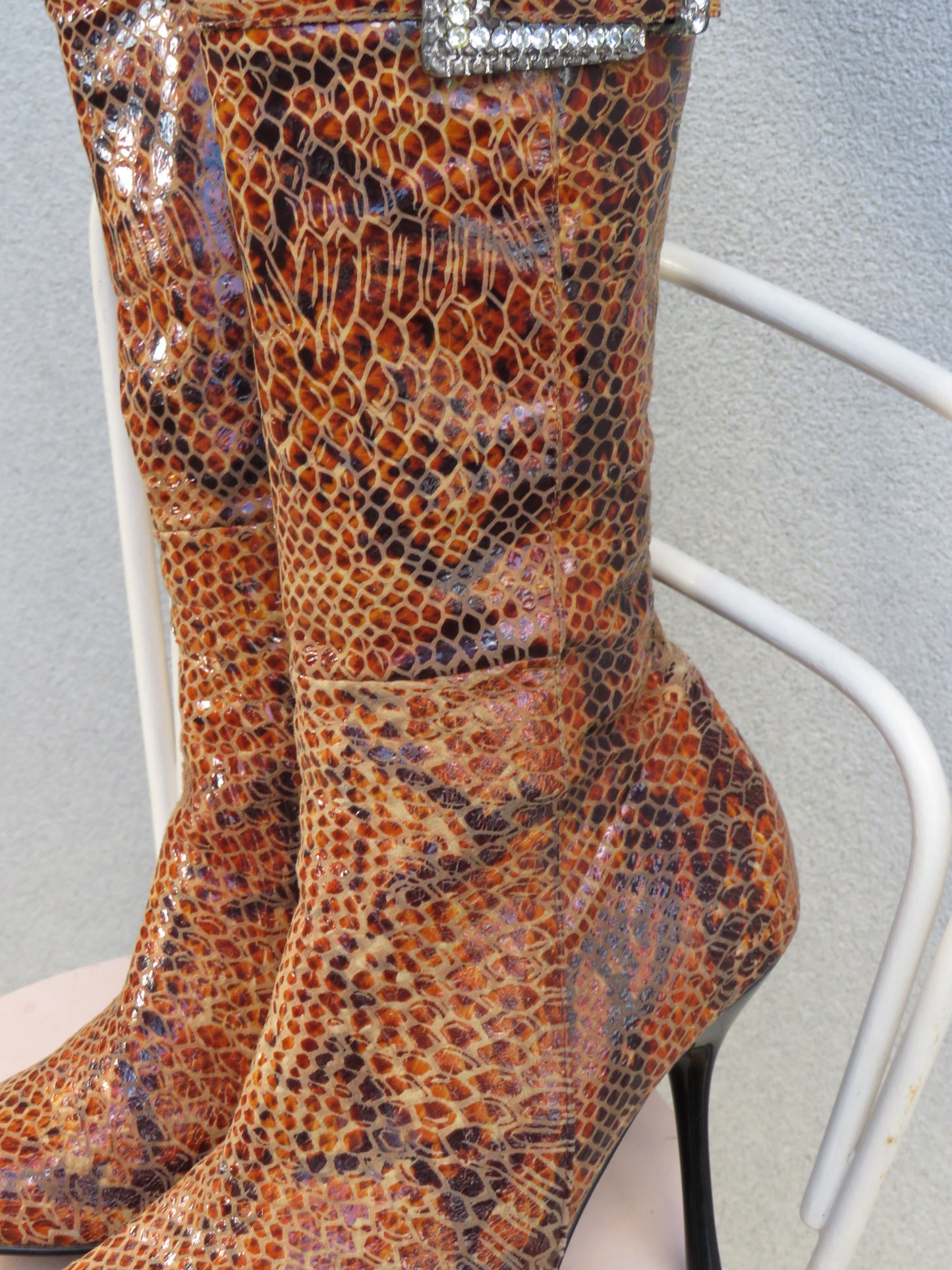 Snake Buckle Calf Boots