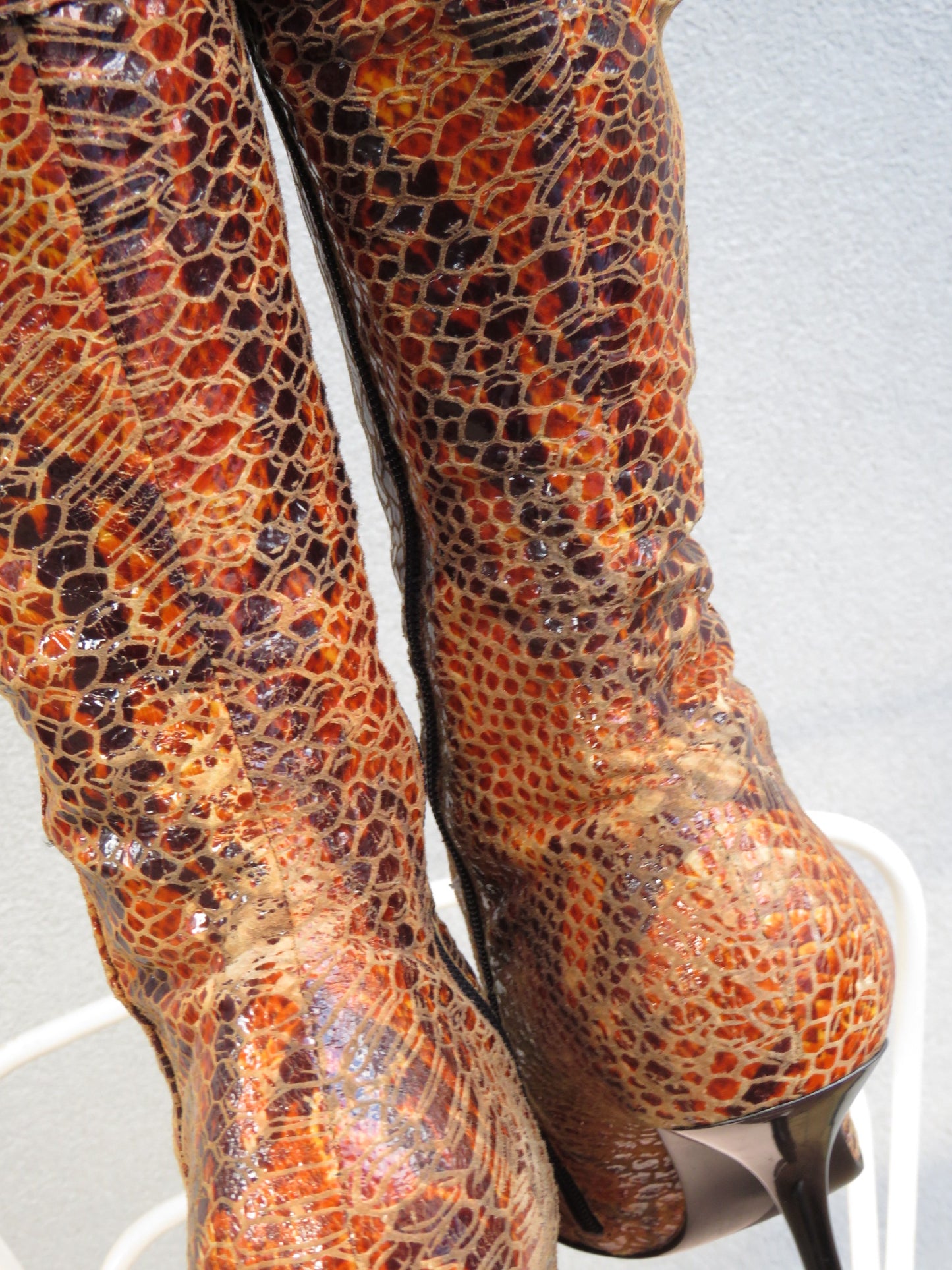 Snake Buckle Calf Boots