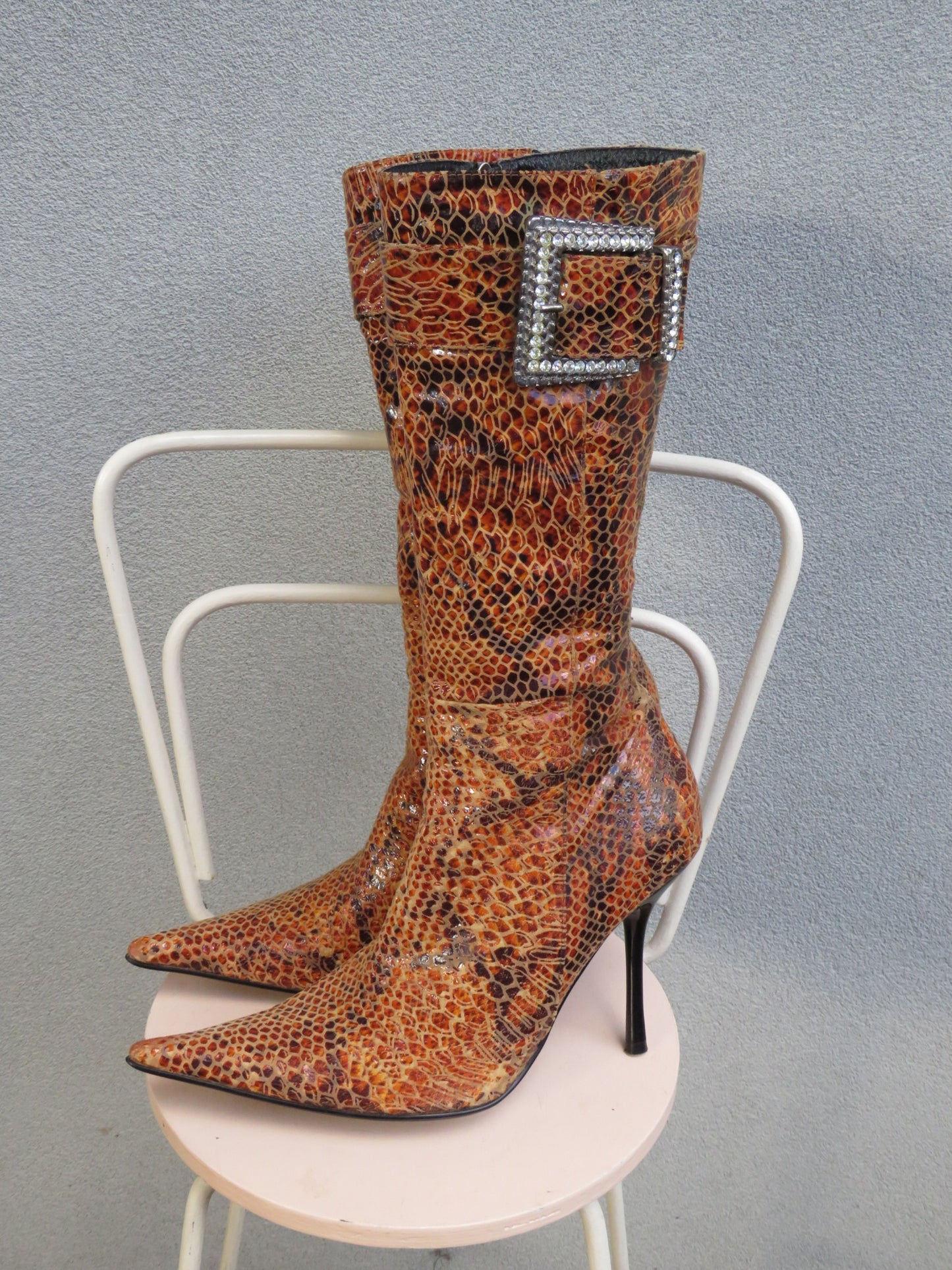 Snake Buckle Calf Boots