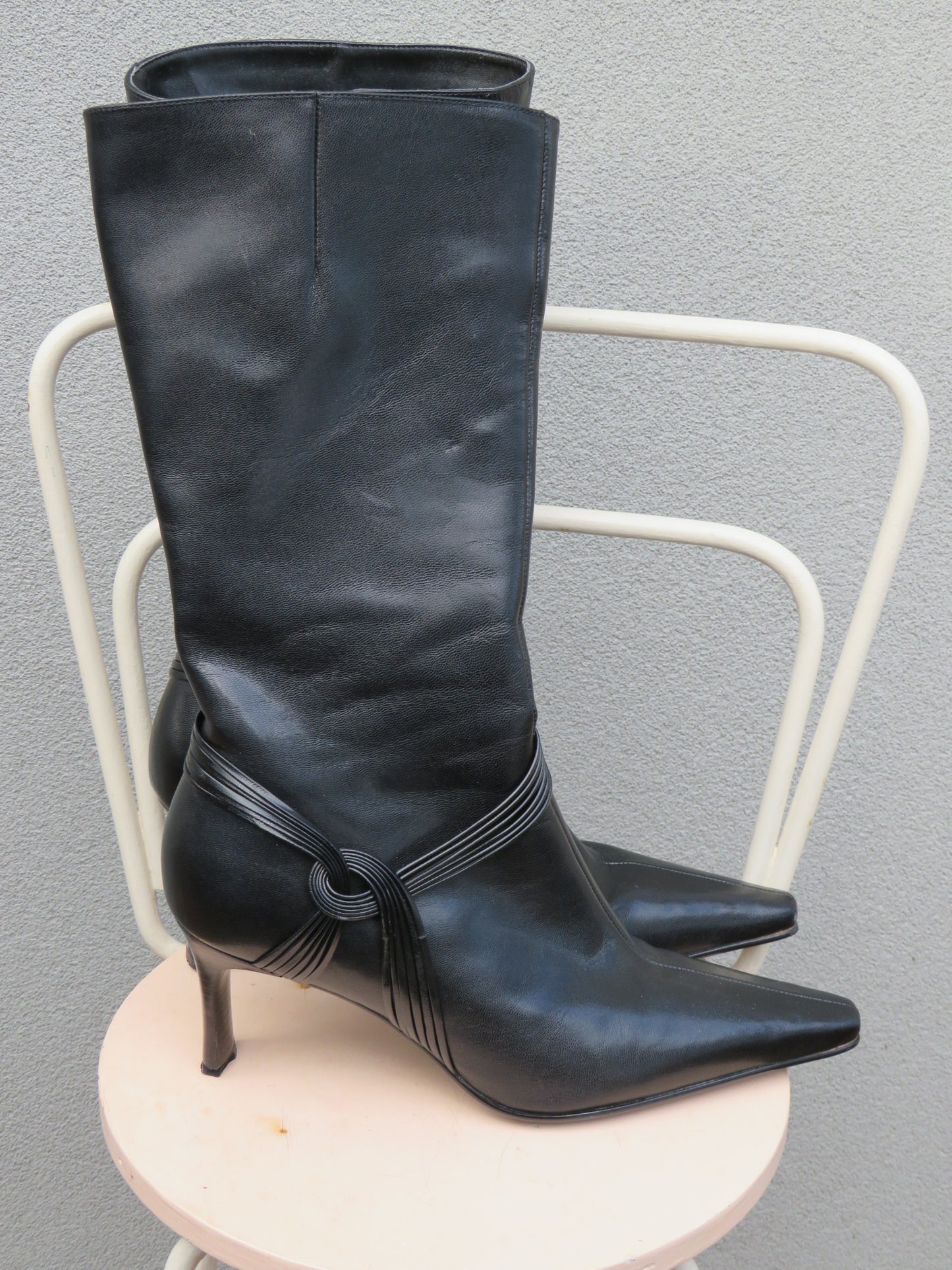 Mid Calf Kitten Heel Boots