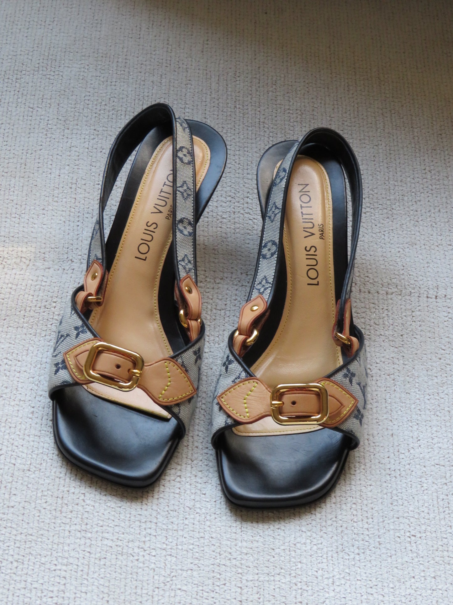 Authentic Louis Vuitton Sling-back Kitten Heels