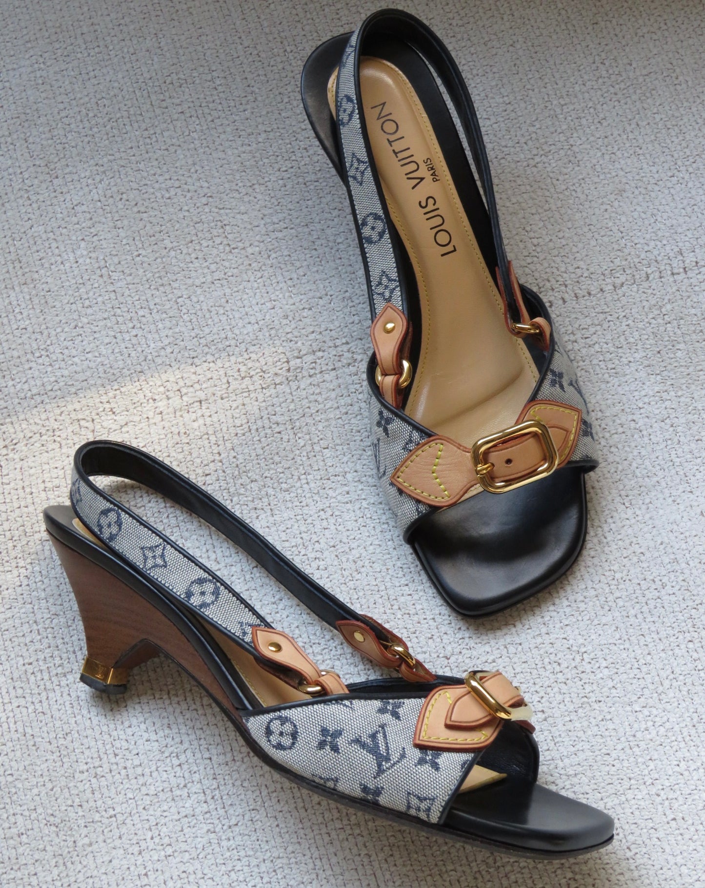 Authentic Louis Vuitton Sling-back Kitten Heels