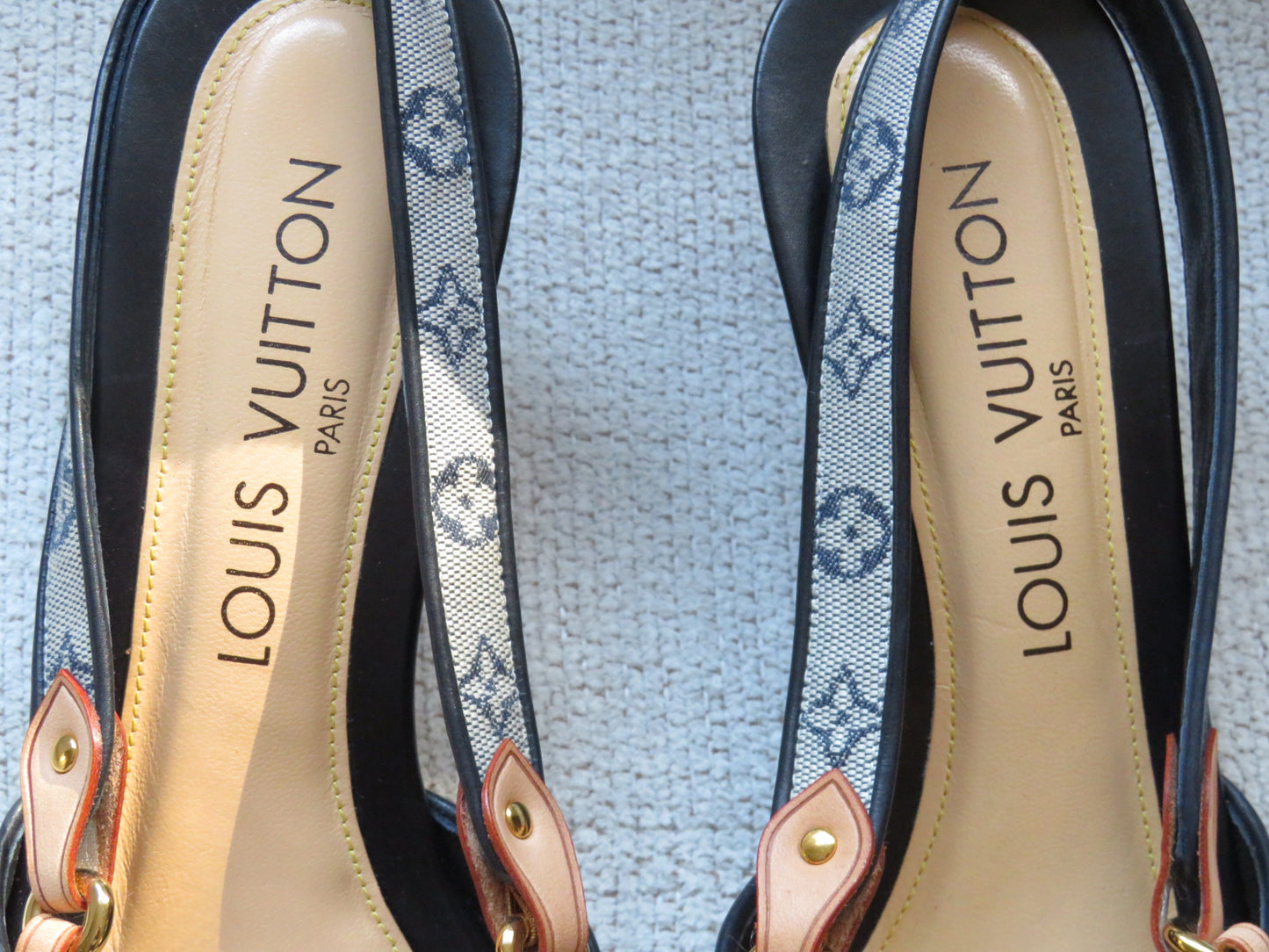 Authentic Louis Vuitton Sling-back Kitten Heels