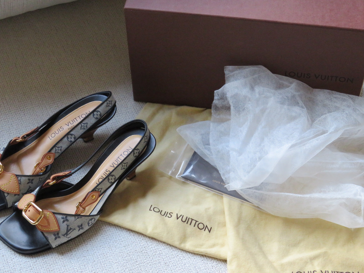 Authentic Louis Vuitton Sling-back Kitten Heels