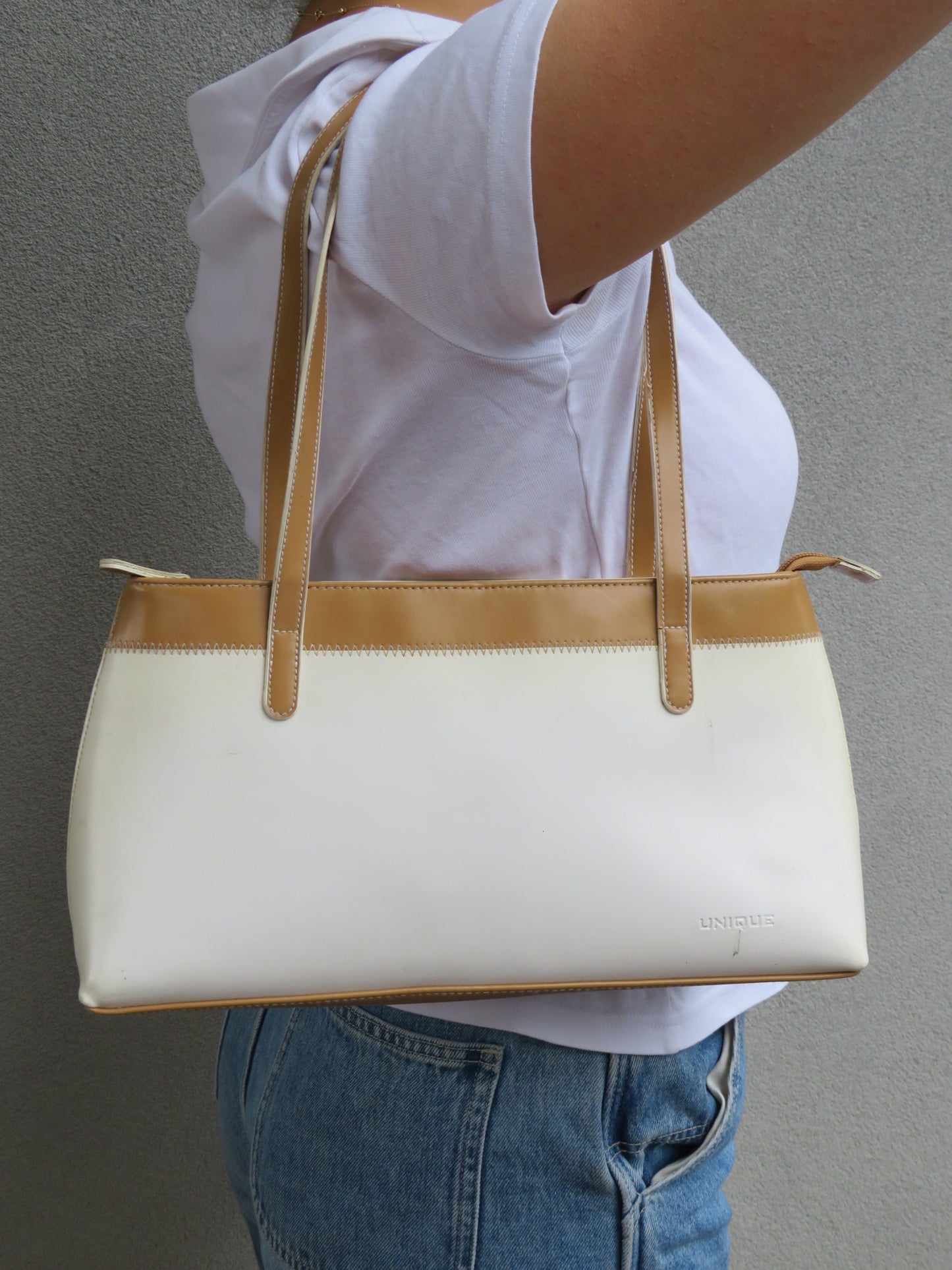 White-Tan Shoulder Bag