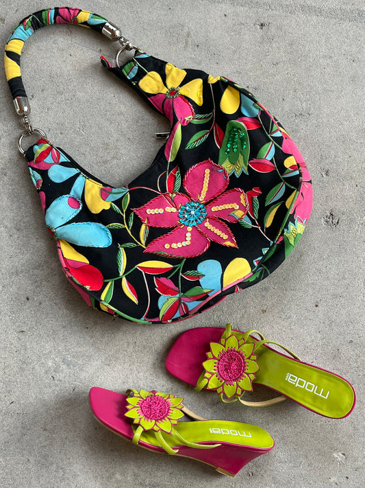 Floral Embroidered Multi-coloured Bag