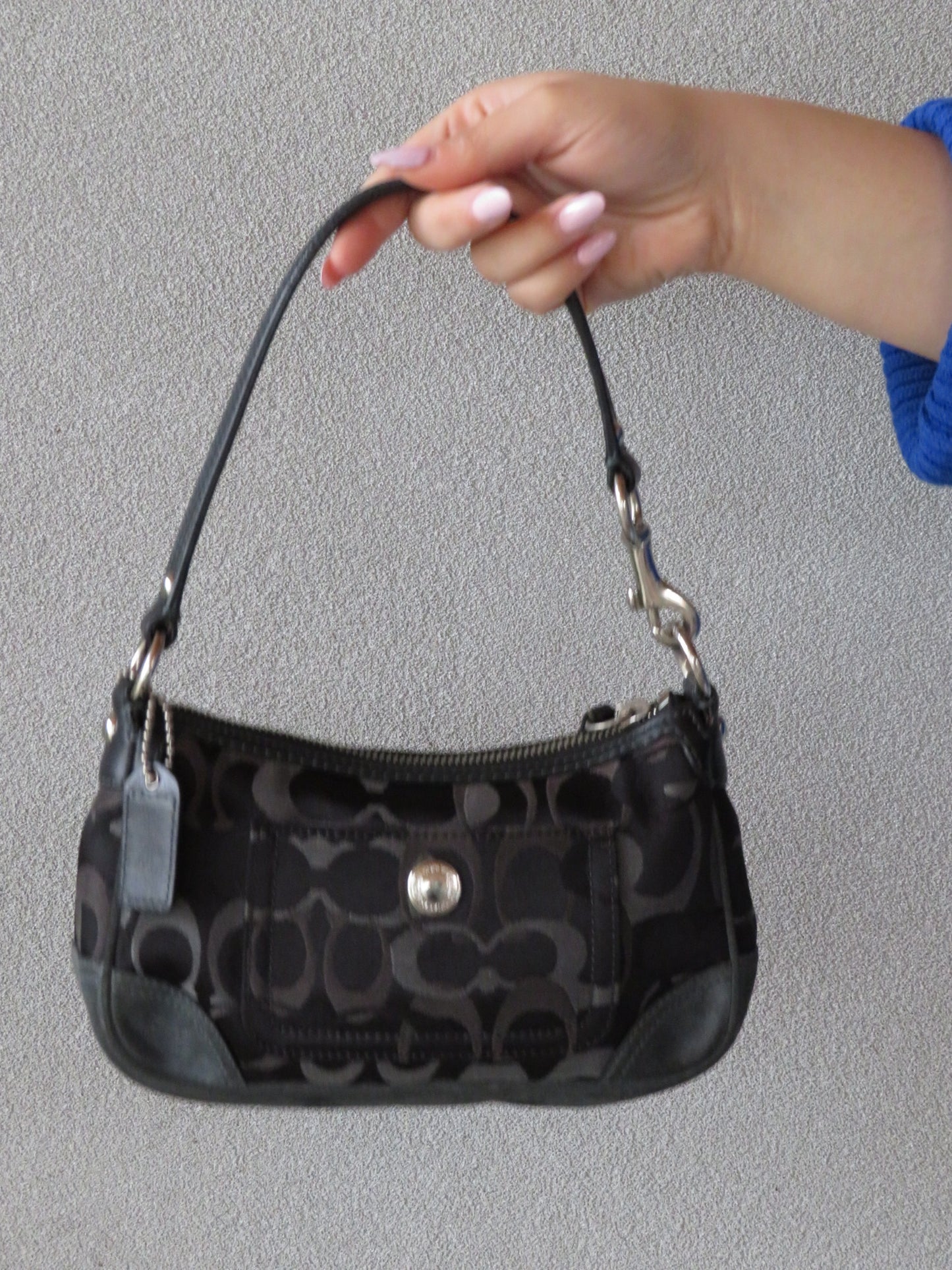 Navy Monogram Coach Bag