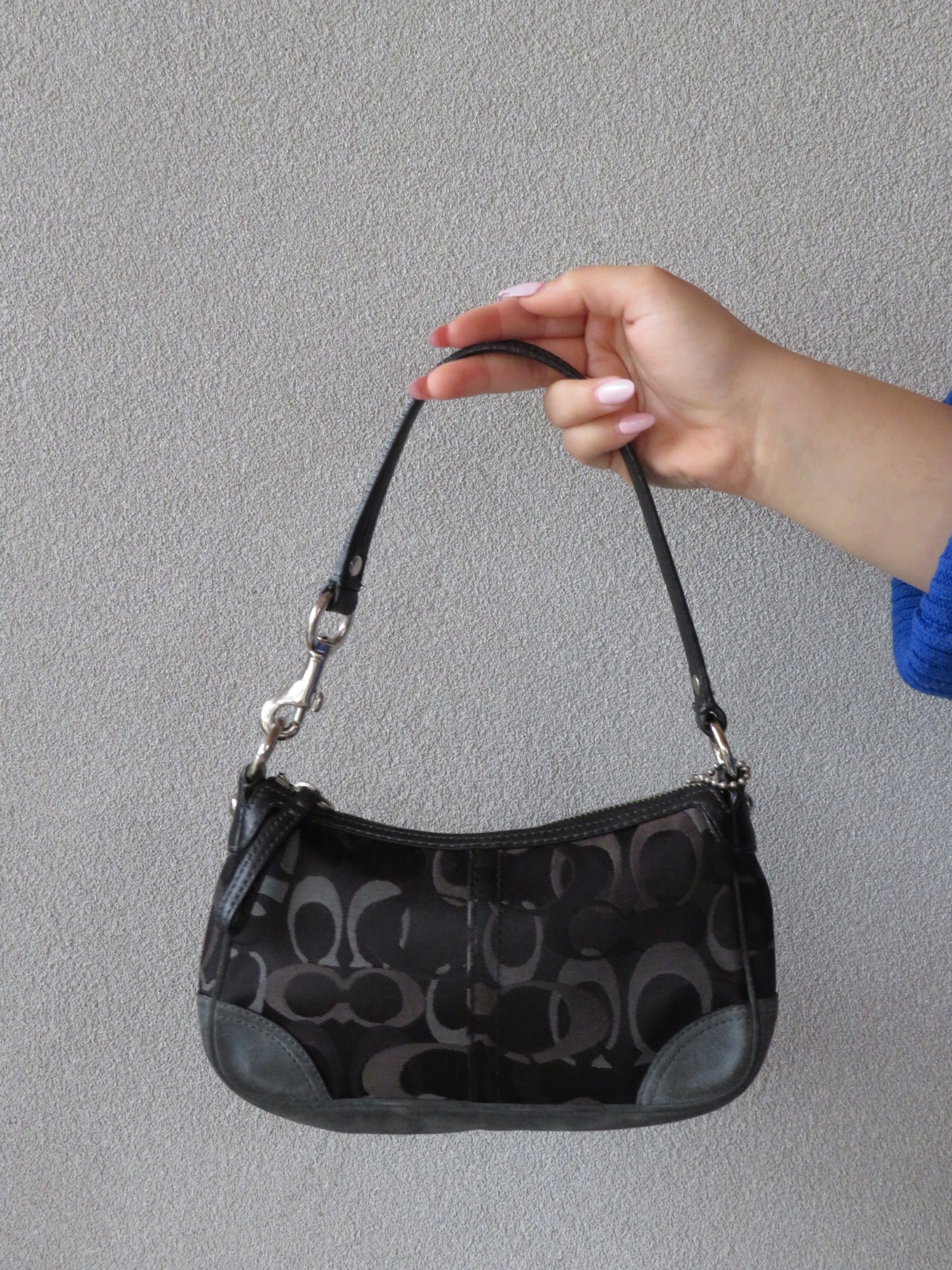 Navy Monogram Coach Bag