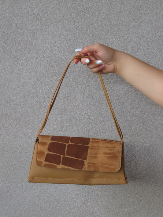 Giraffe Print Suede Bag