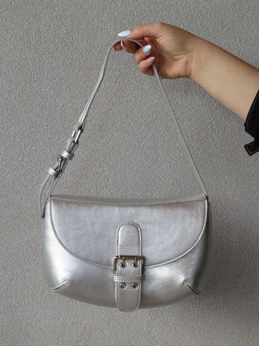 Chrome Silver Buckle Bag
