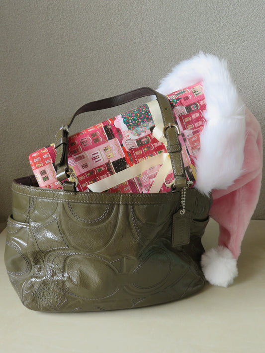 Olive Green Patent Leather Coach Bag