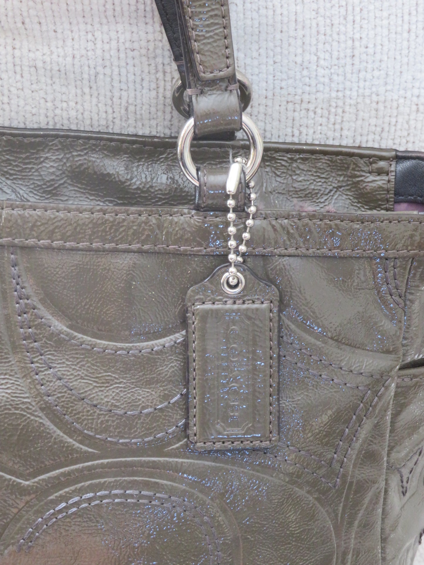 Olive Green Patent Leather Coach Bag