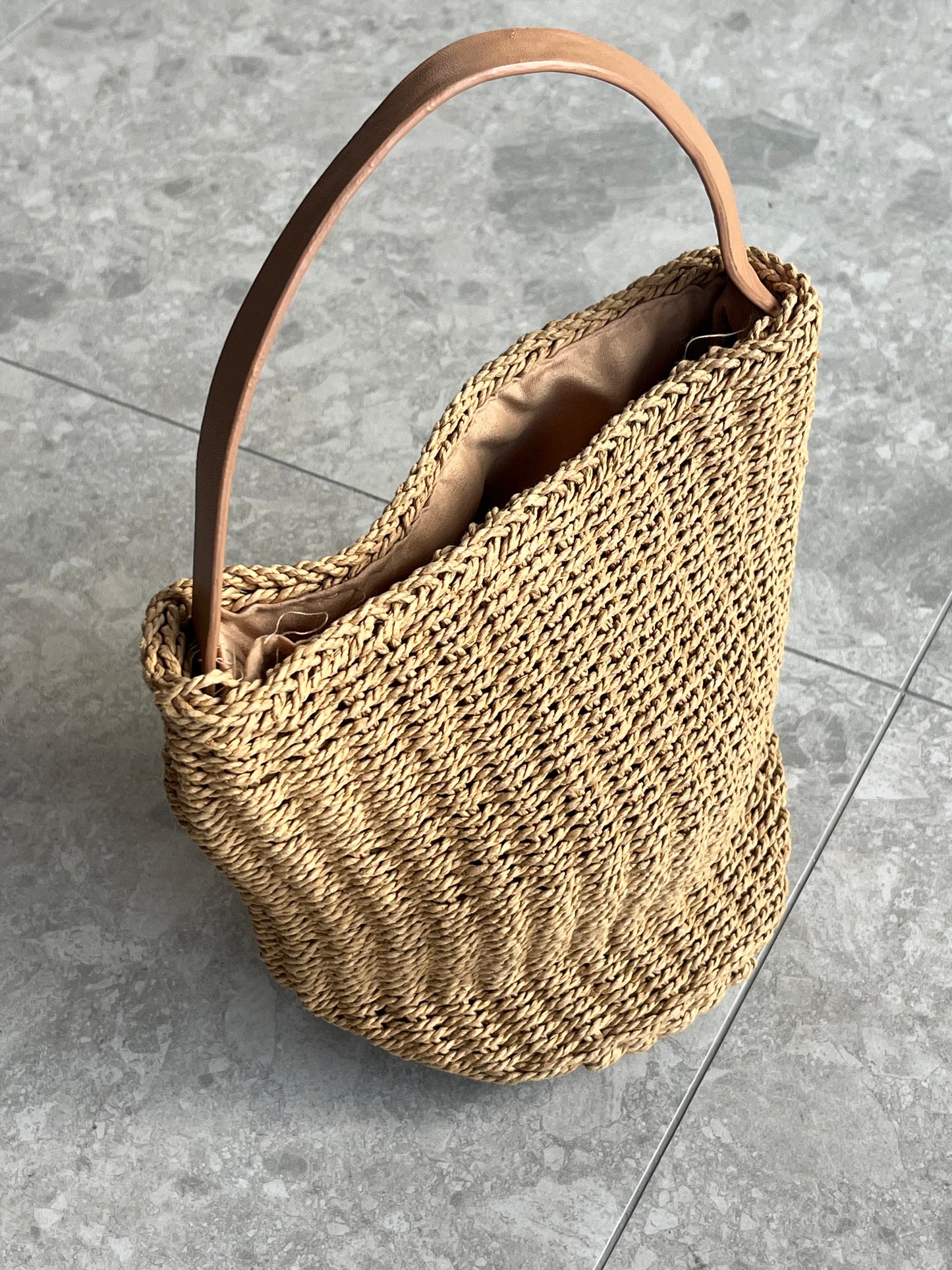 Floral Straw Bucket Bag