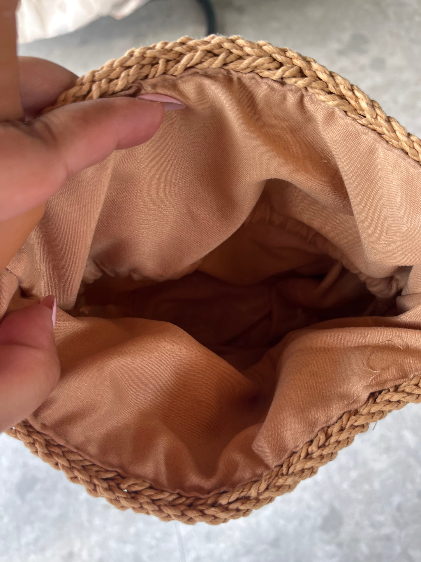 Floral Straw Bucket Bag