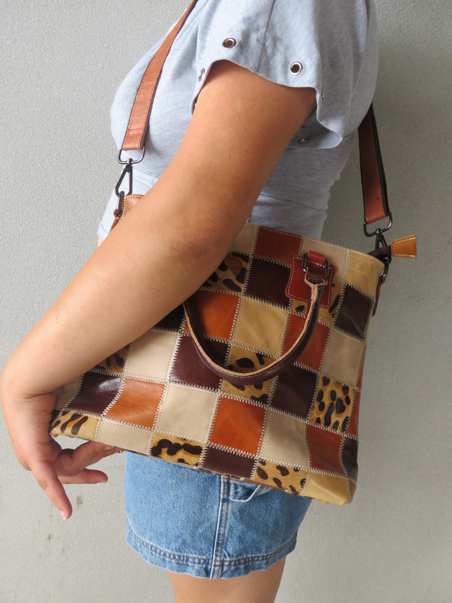 Patchwork Animal Print Bag