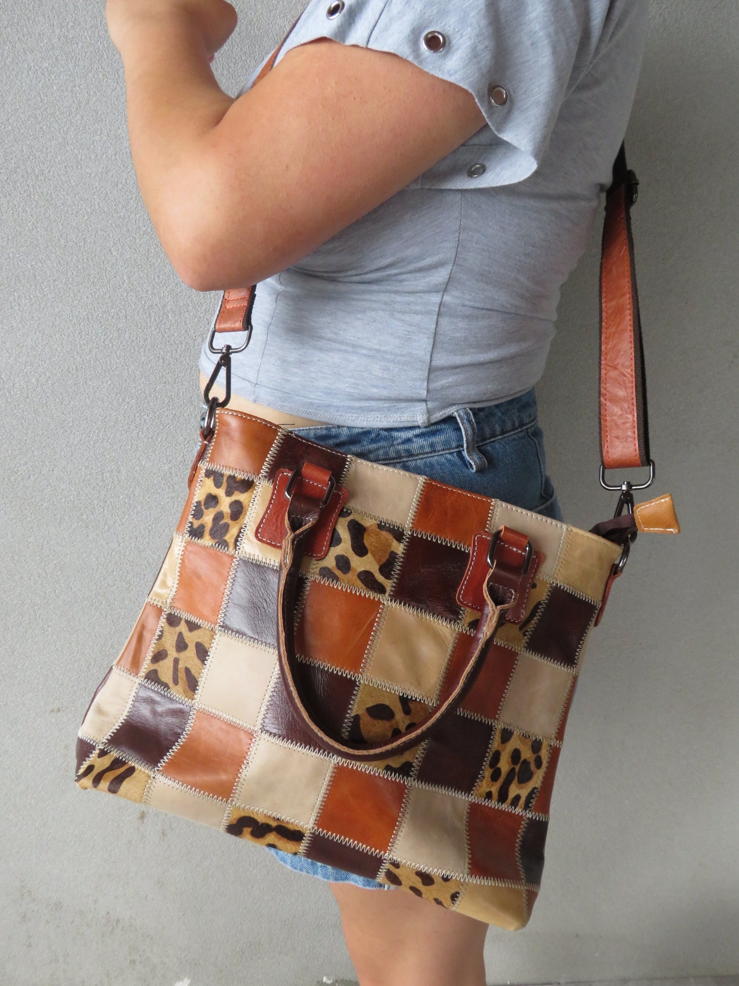 Patchwork Animal Print Bag