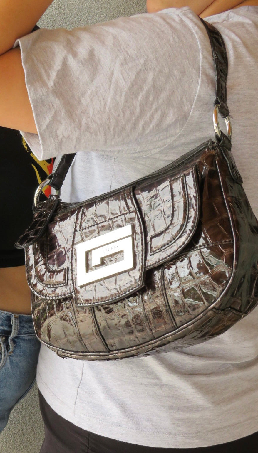 Vintage Guess Croc Shoulder Bag