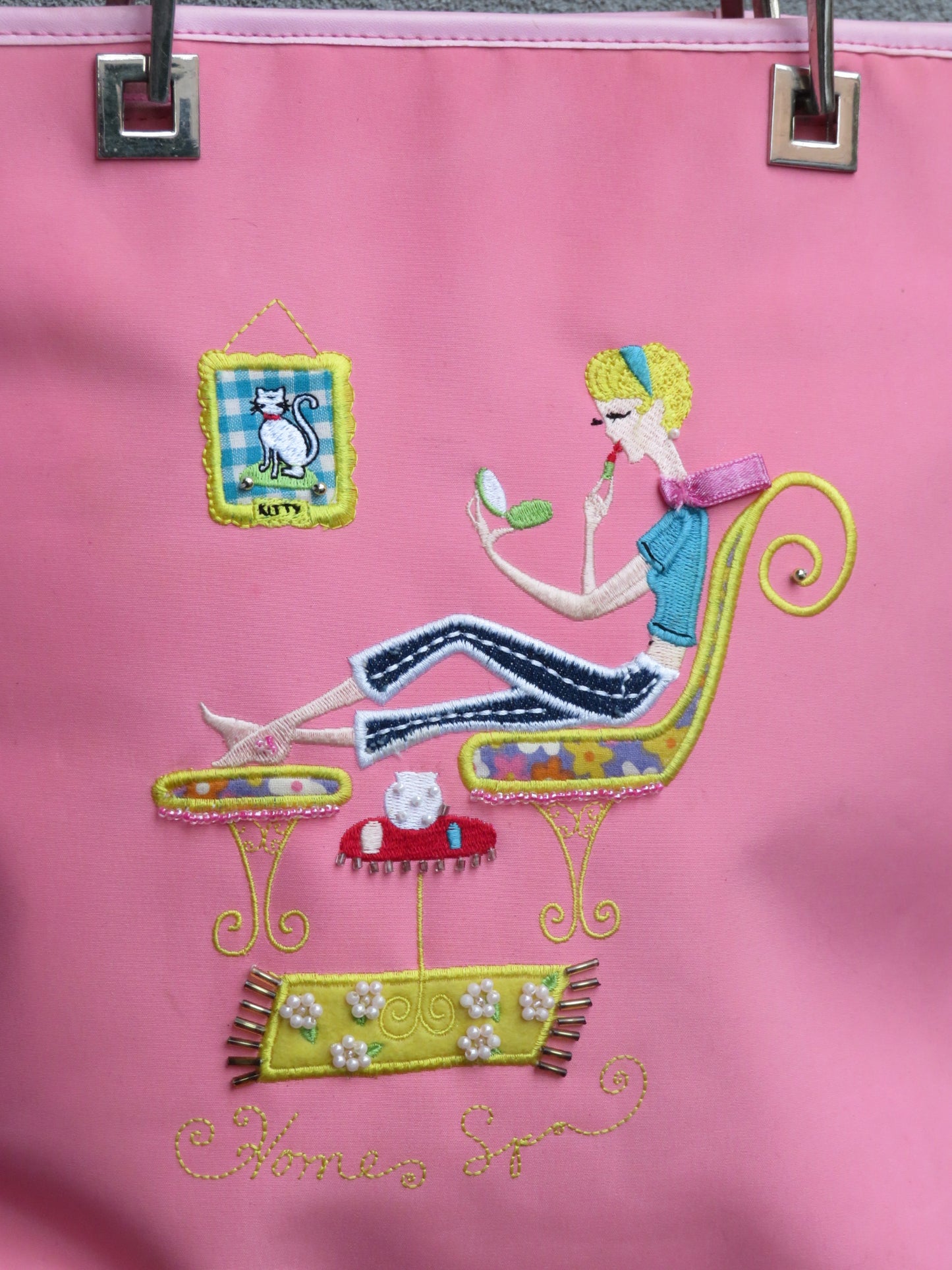 Pink Textured Graphic Bag