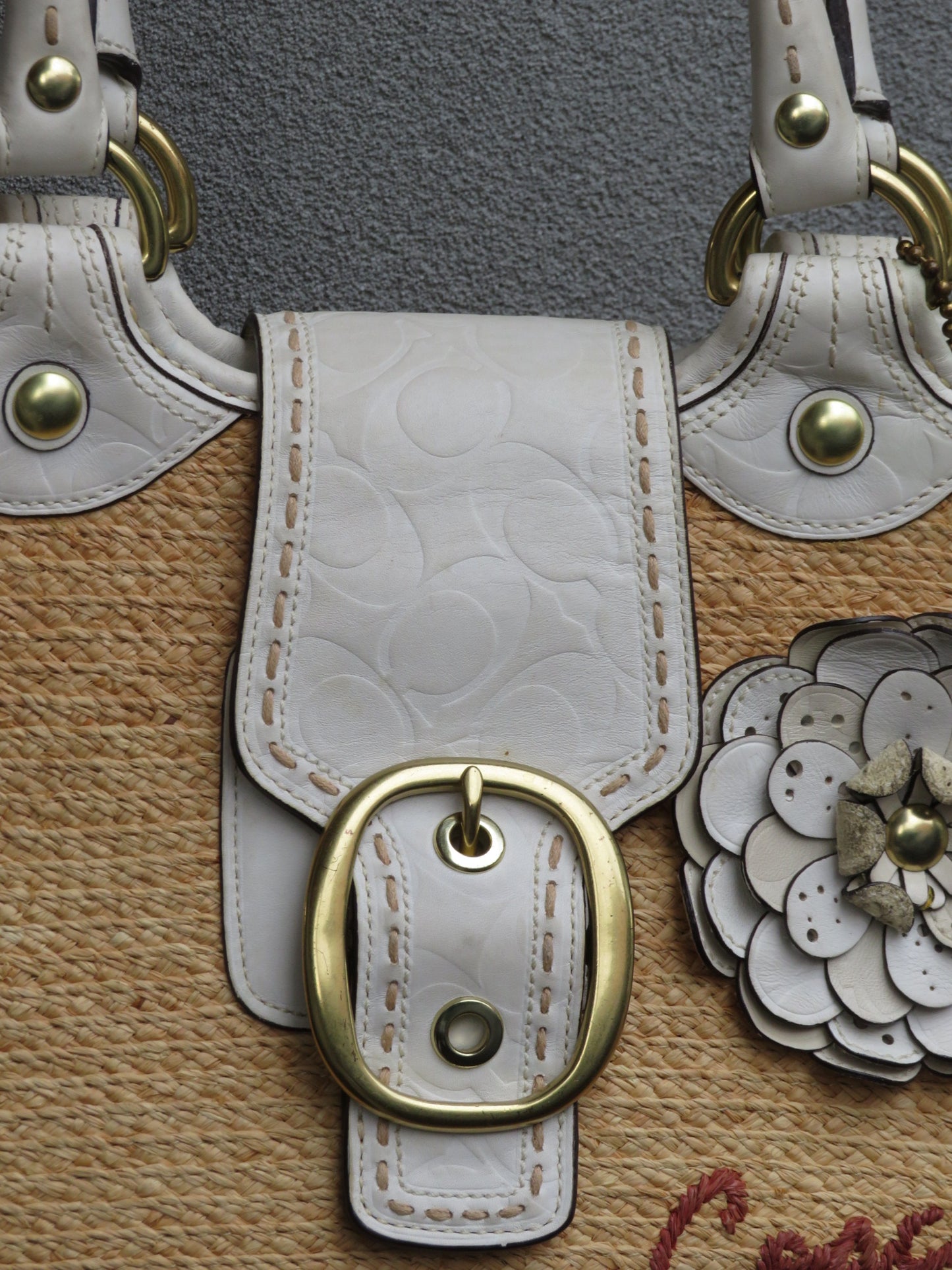 Straw Leather Coach Bag