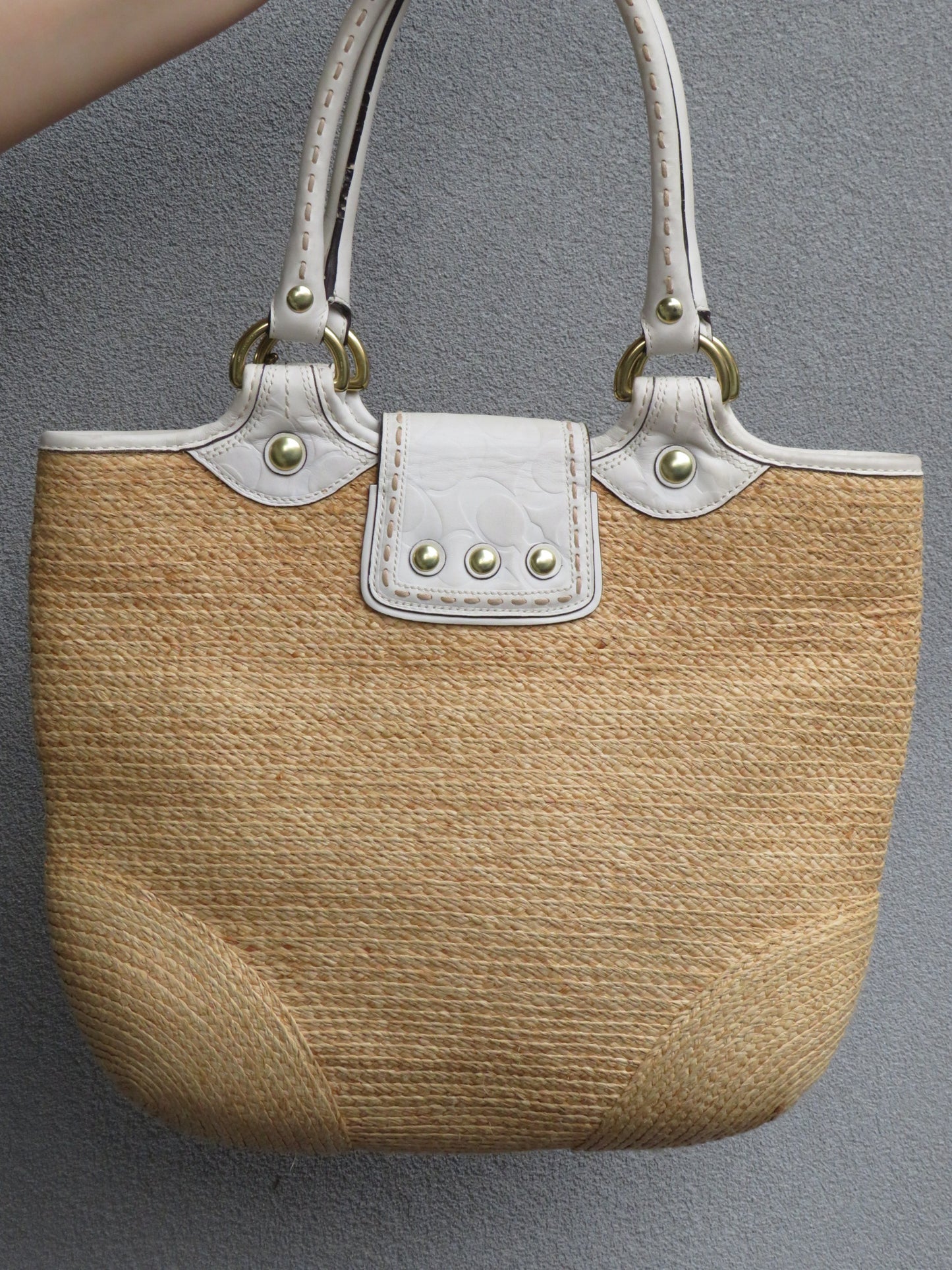 Straw Leather Coach Bag