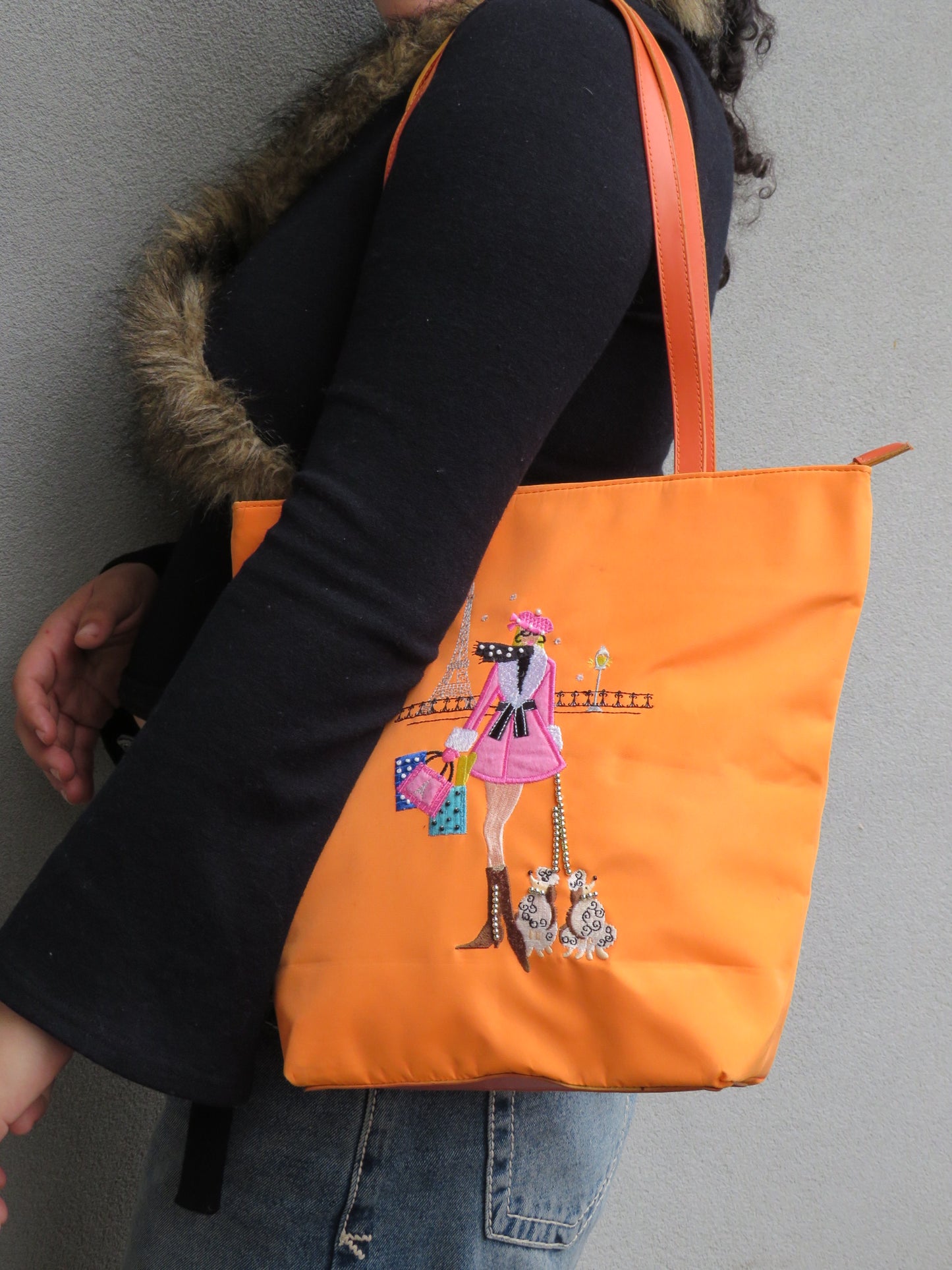 Orange Textured Graphic Bag