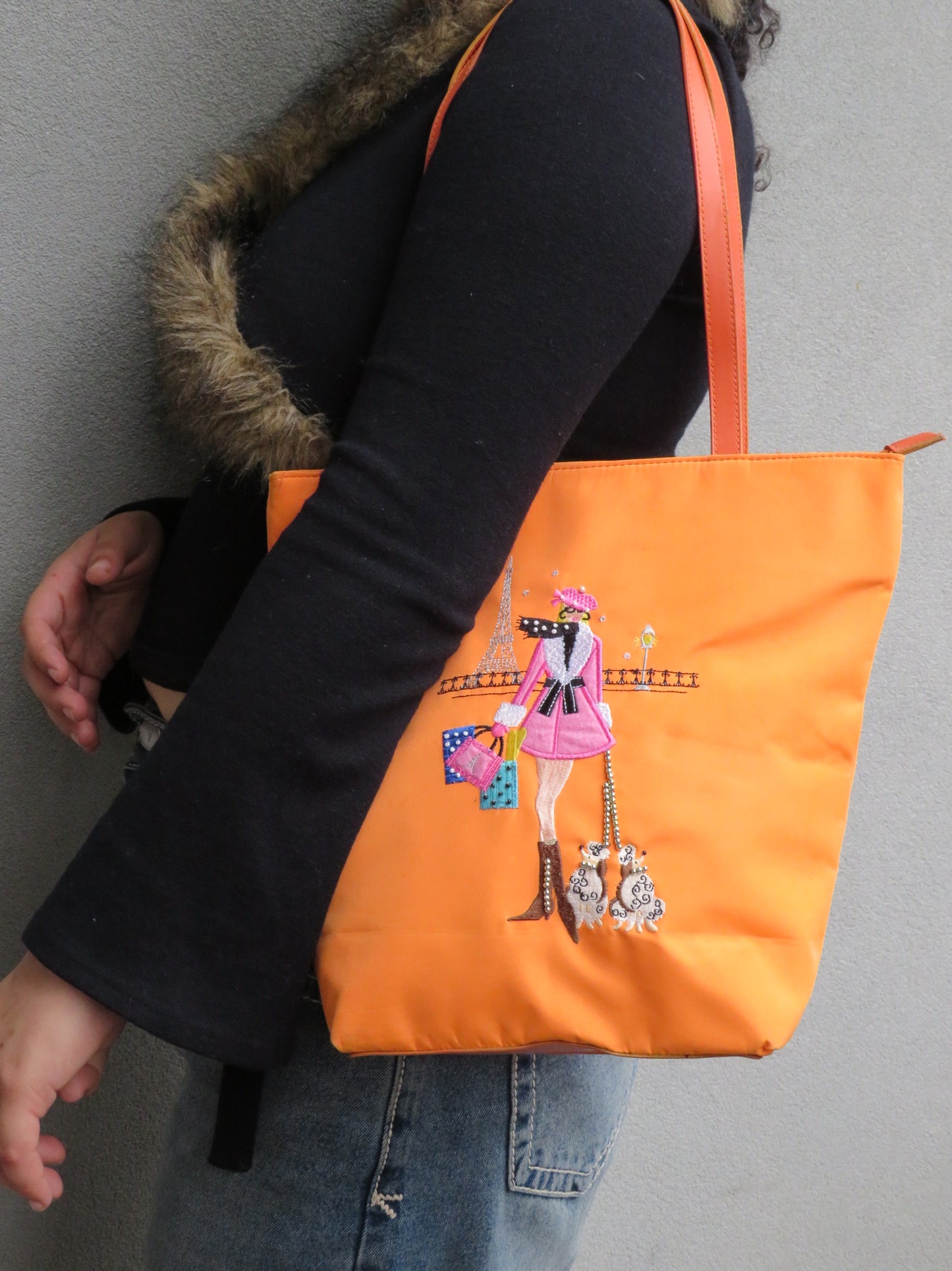 Orange Textured Graphic Bag