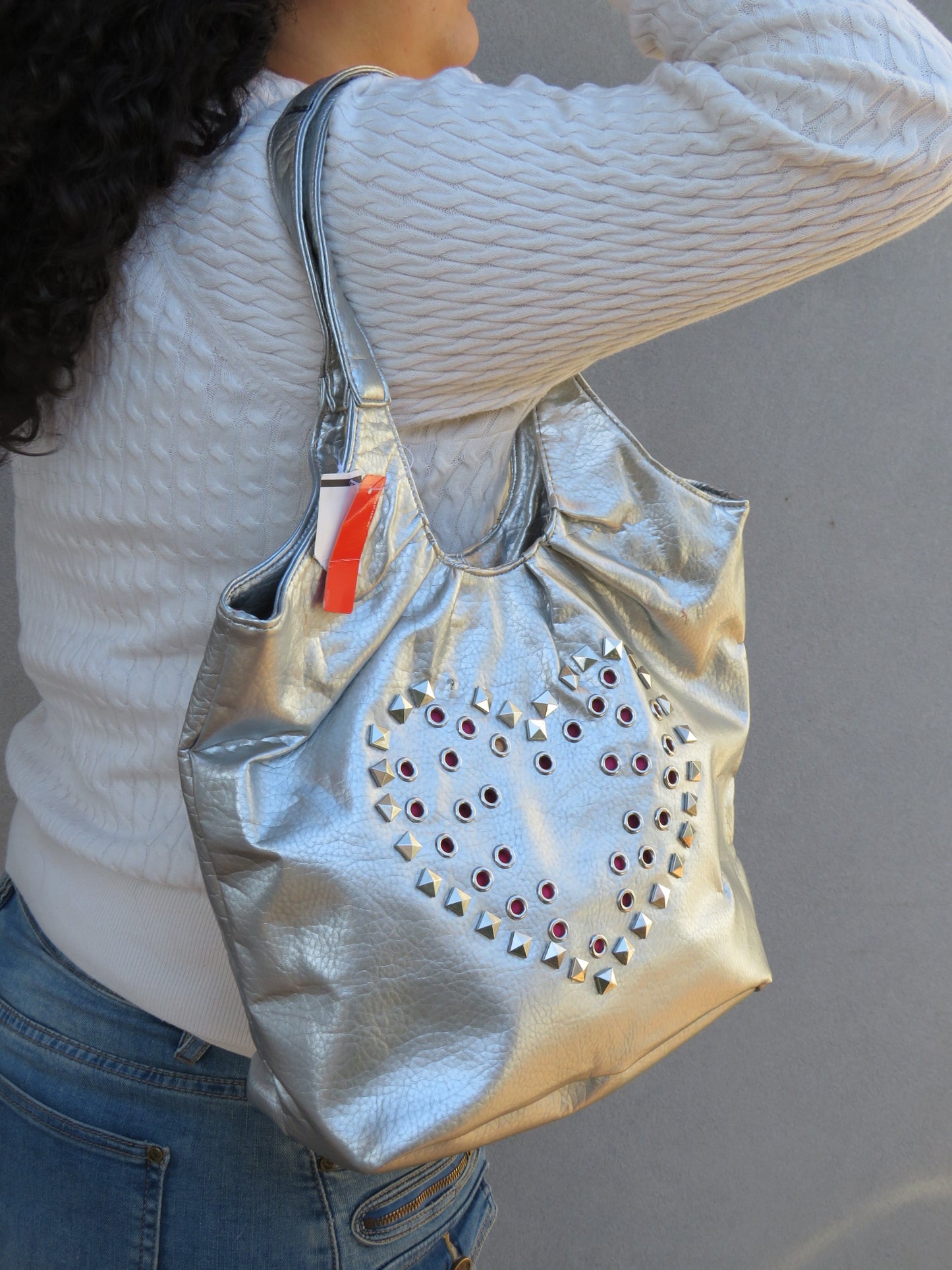 Studded Heart Chrome Bag