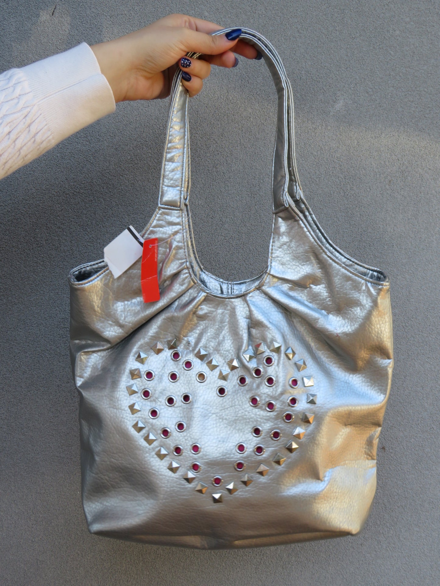 Studded Heart Chrome Bag