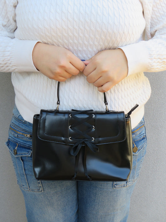 Lace Up Black Bag