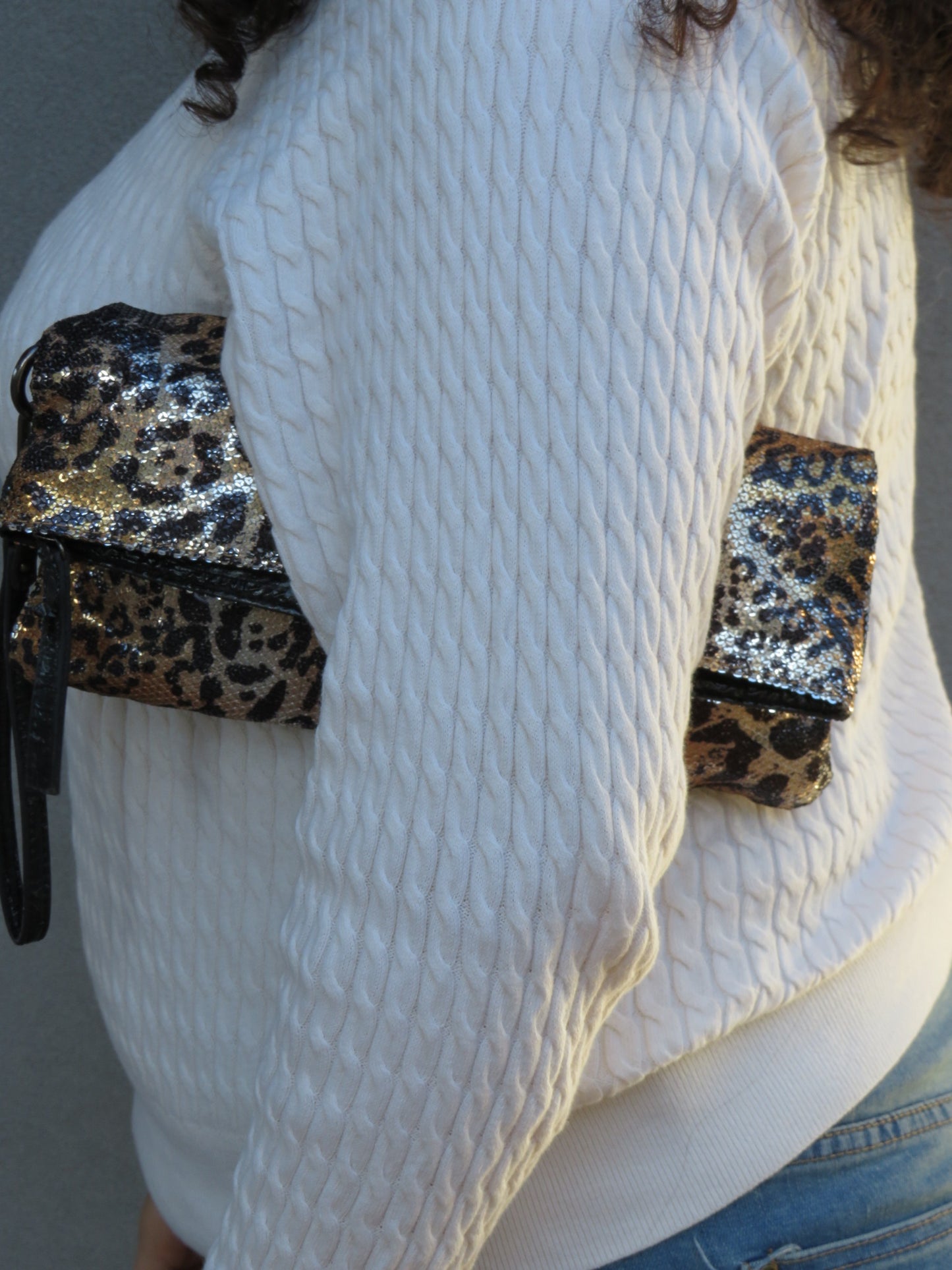 Sequin Leopard Clutch